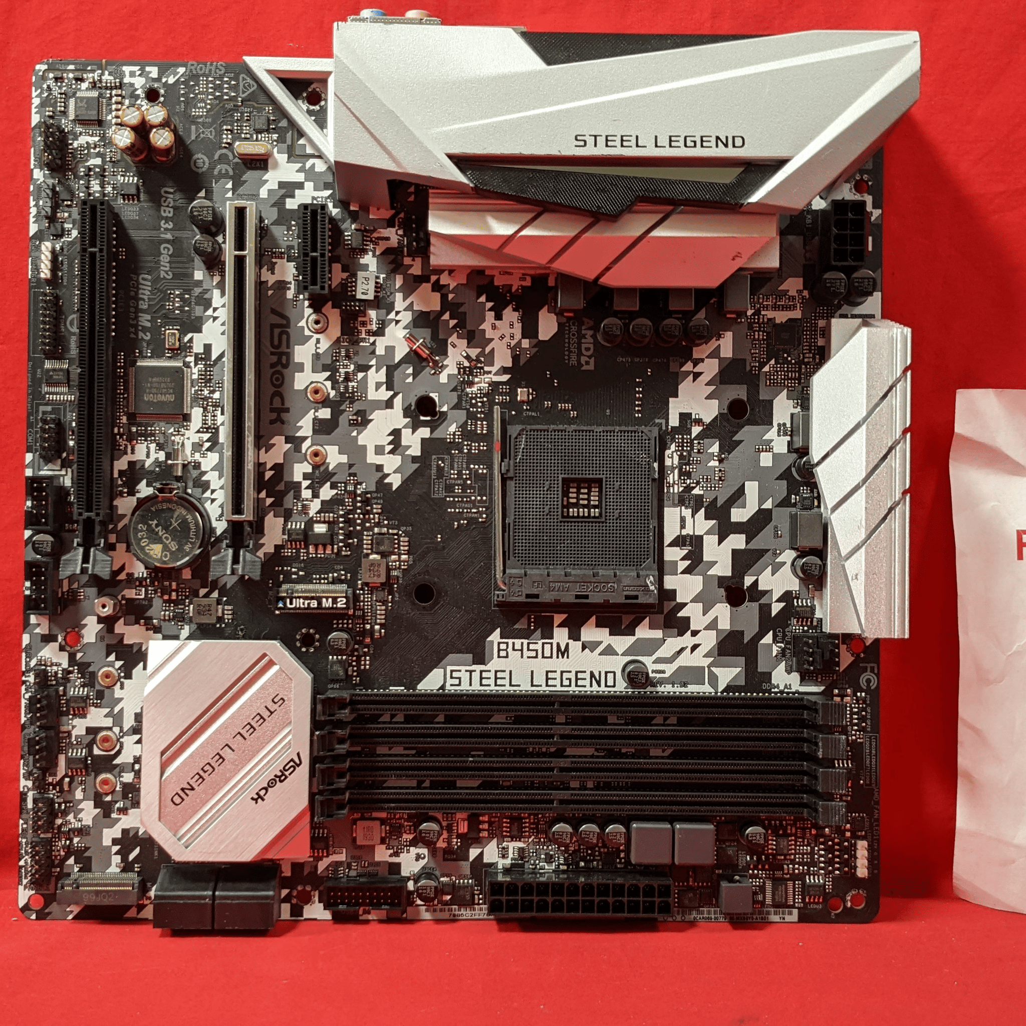 *AS IS/FOR REPAIR* ASRock B450M Steel Legend AMD Socket AM4 DDR4 MicroATX Desktop Motherboard No I/O