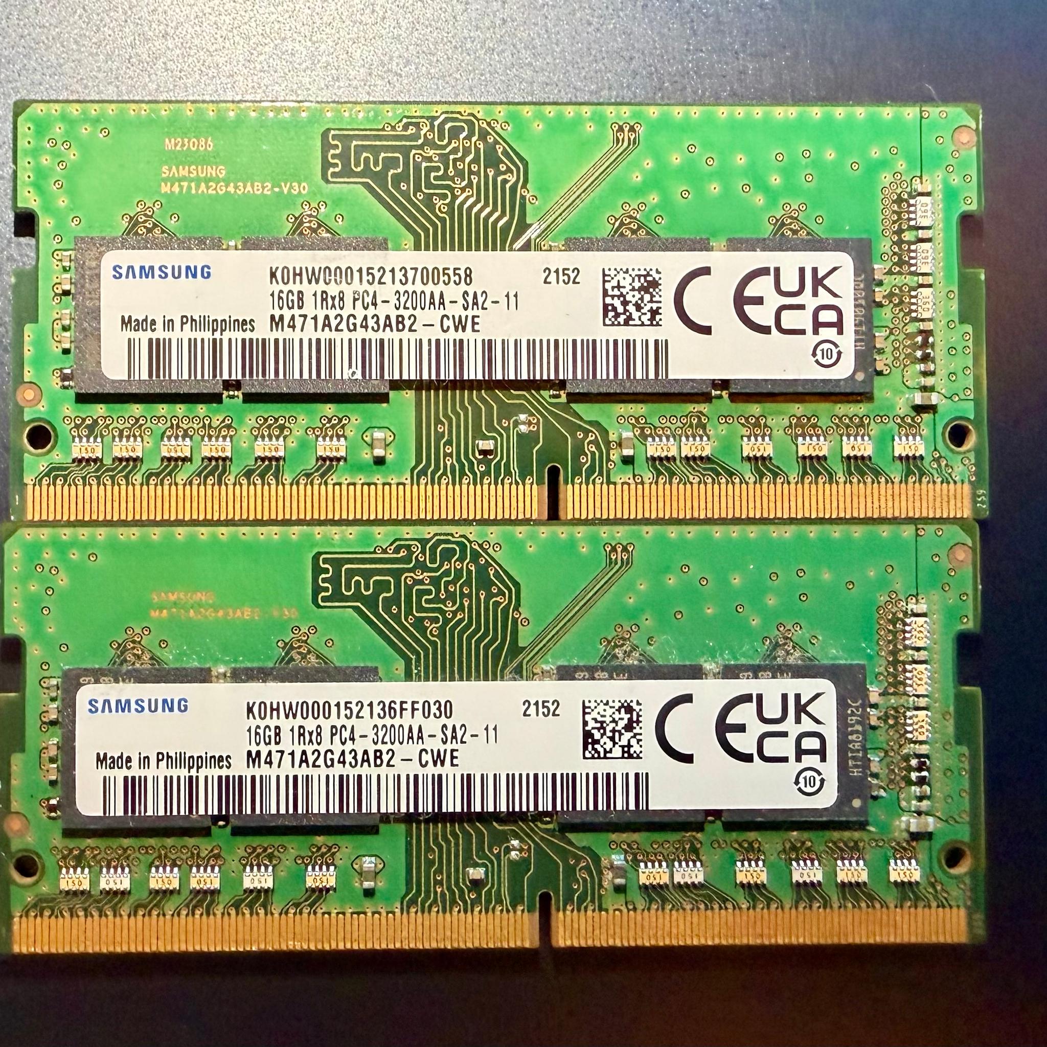 Samsung SODIMM 32GB Kit (2x16GB) DDR4 3200 Laptop Notebook RAM Memory