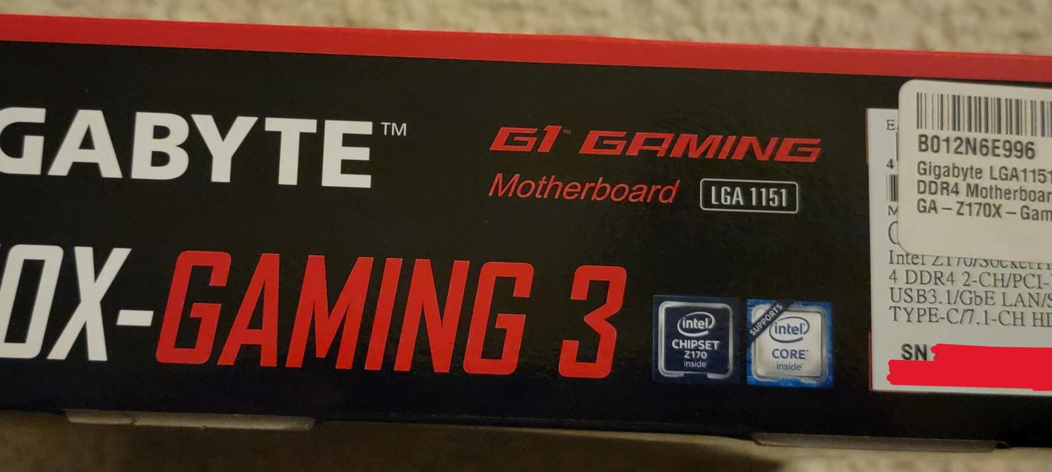 Gigabyte GA-Z170X-Gaming 3 LGA 1151 ATX Motherboard With Original Box