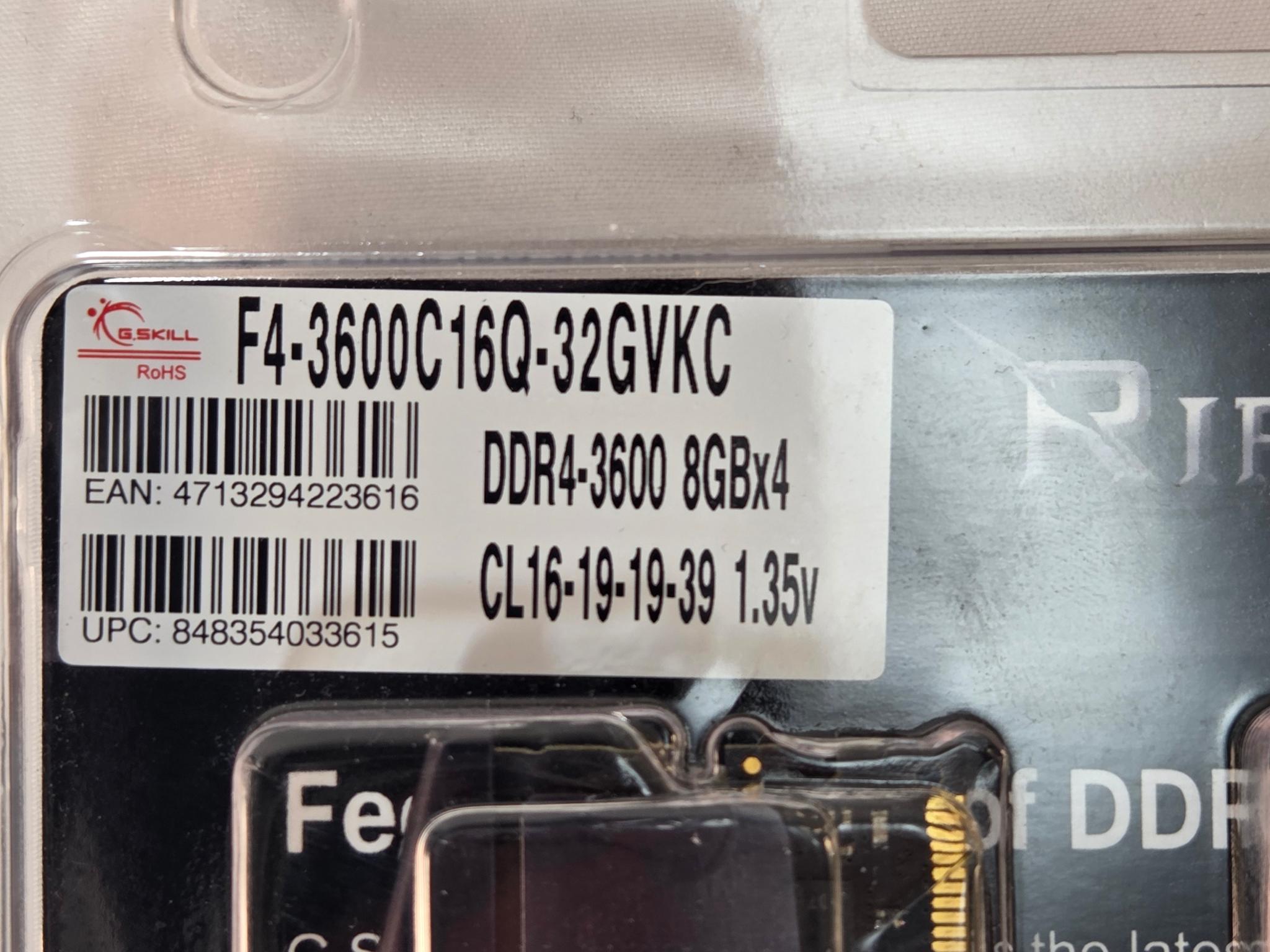 G.Skill Ripjaws V DDR4 3600Mhz 32GB (8x4GB) Black