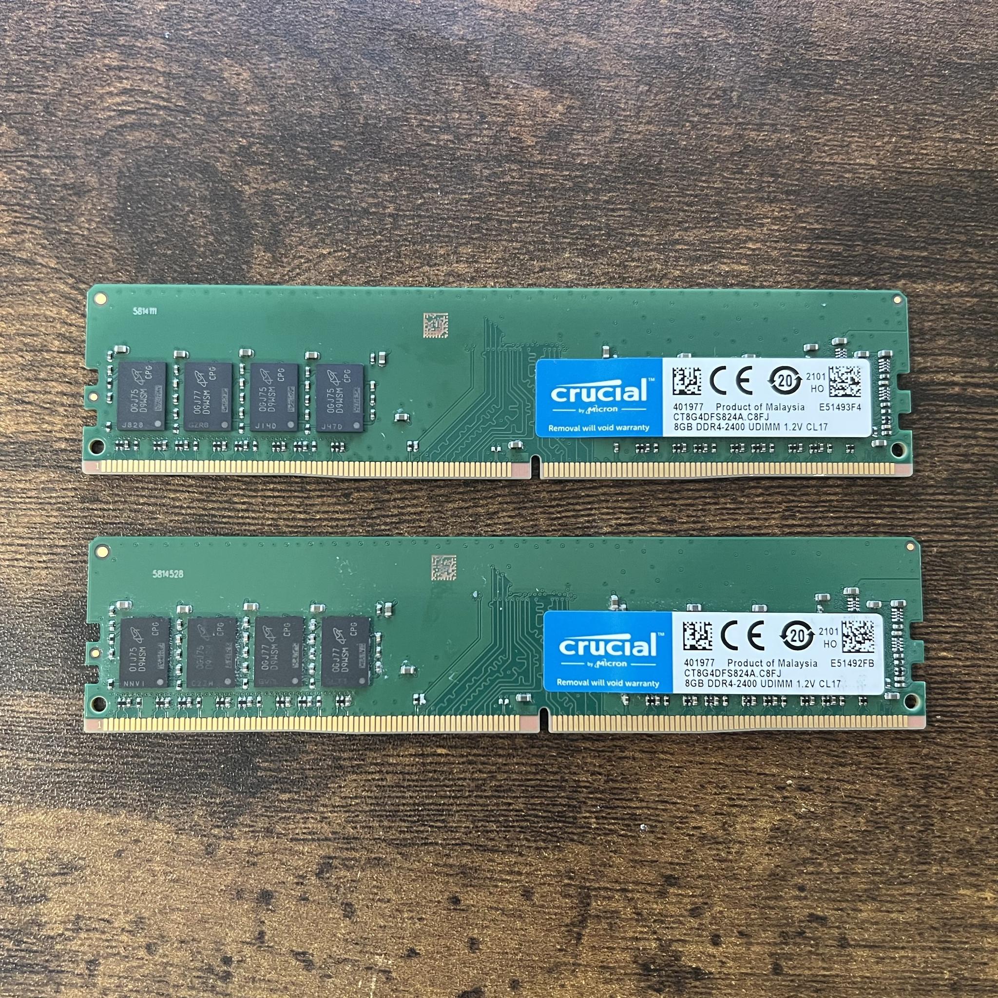 16GB (2x8GB) DDR4-2400MT/s CL17 Crucial RAM Memory