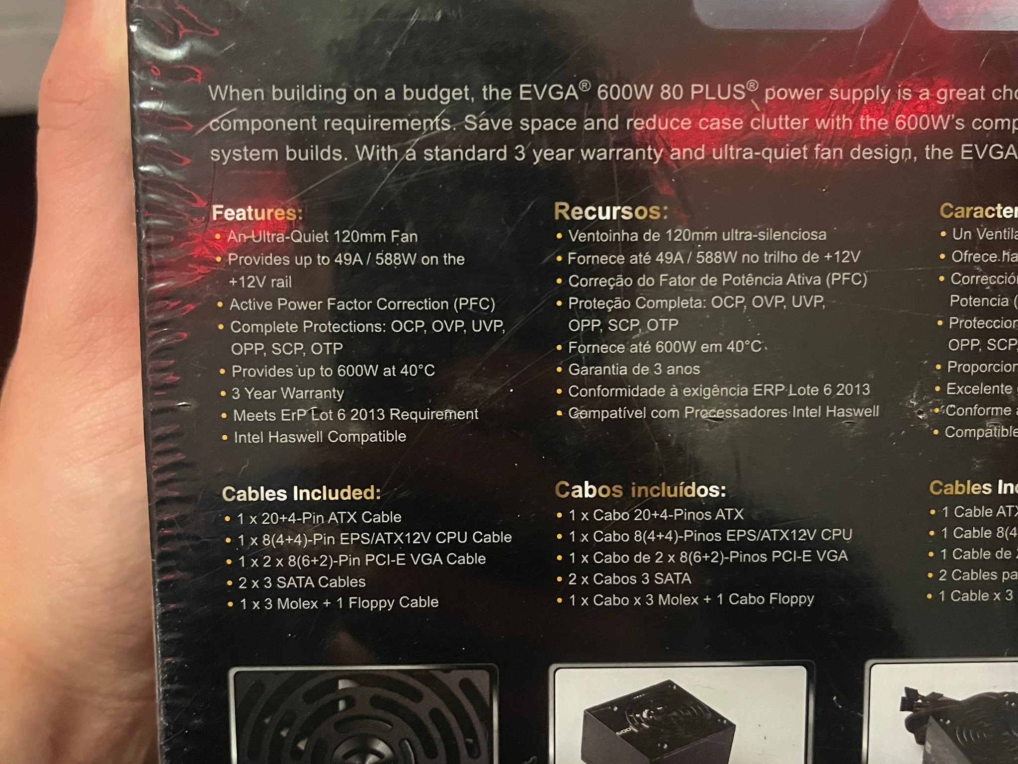(NEW SEALED) EVGA 600 watt 80 plus certified power supply, 100-W1-0600-K1