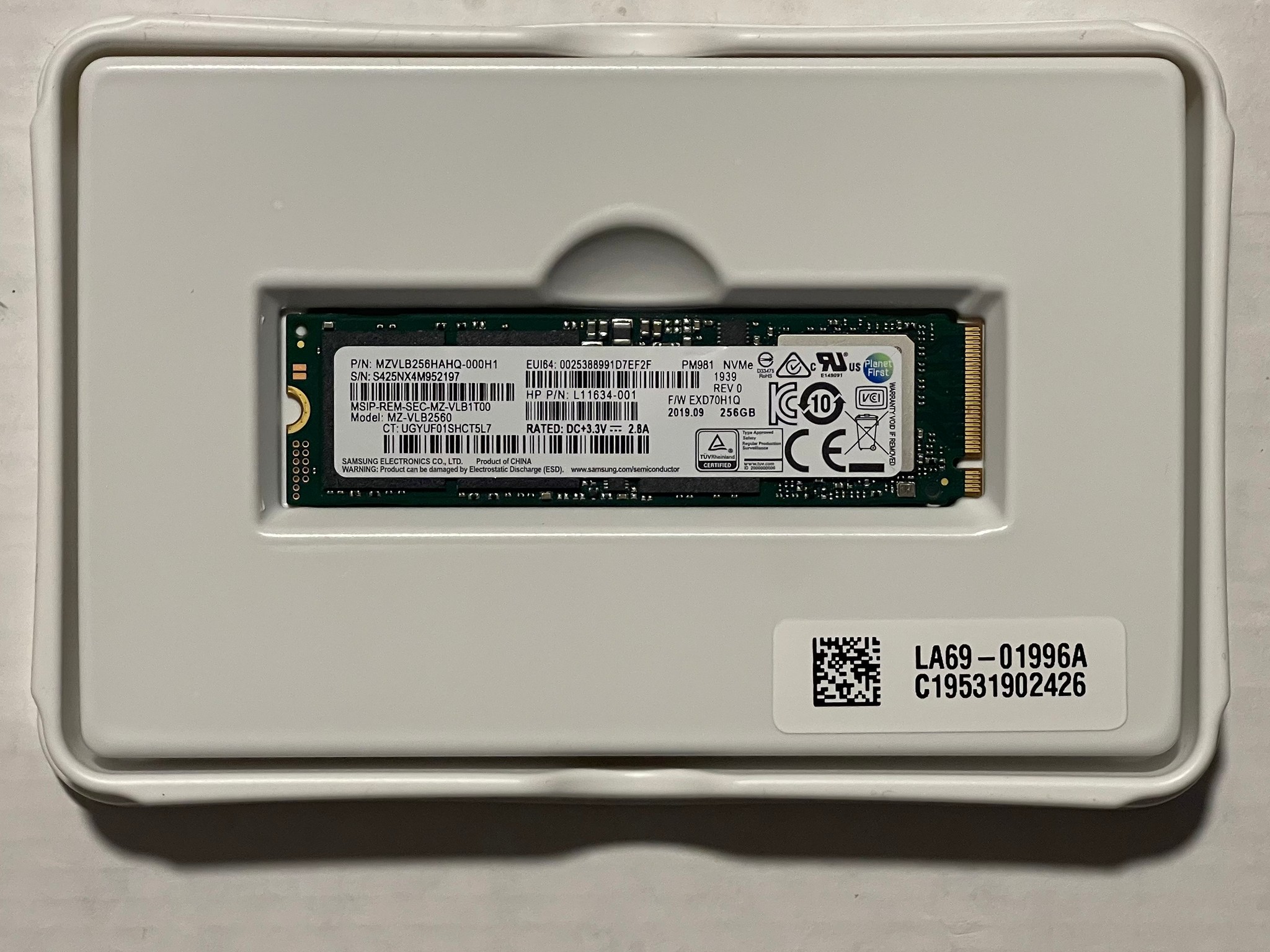 Used, Samsung PM981 256GB M.2 SSD