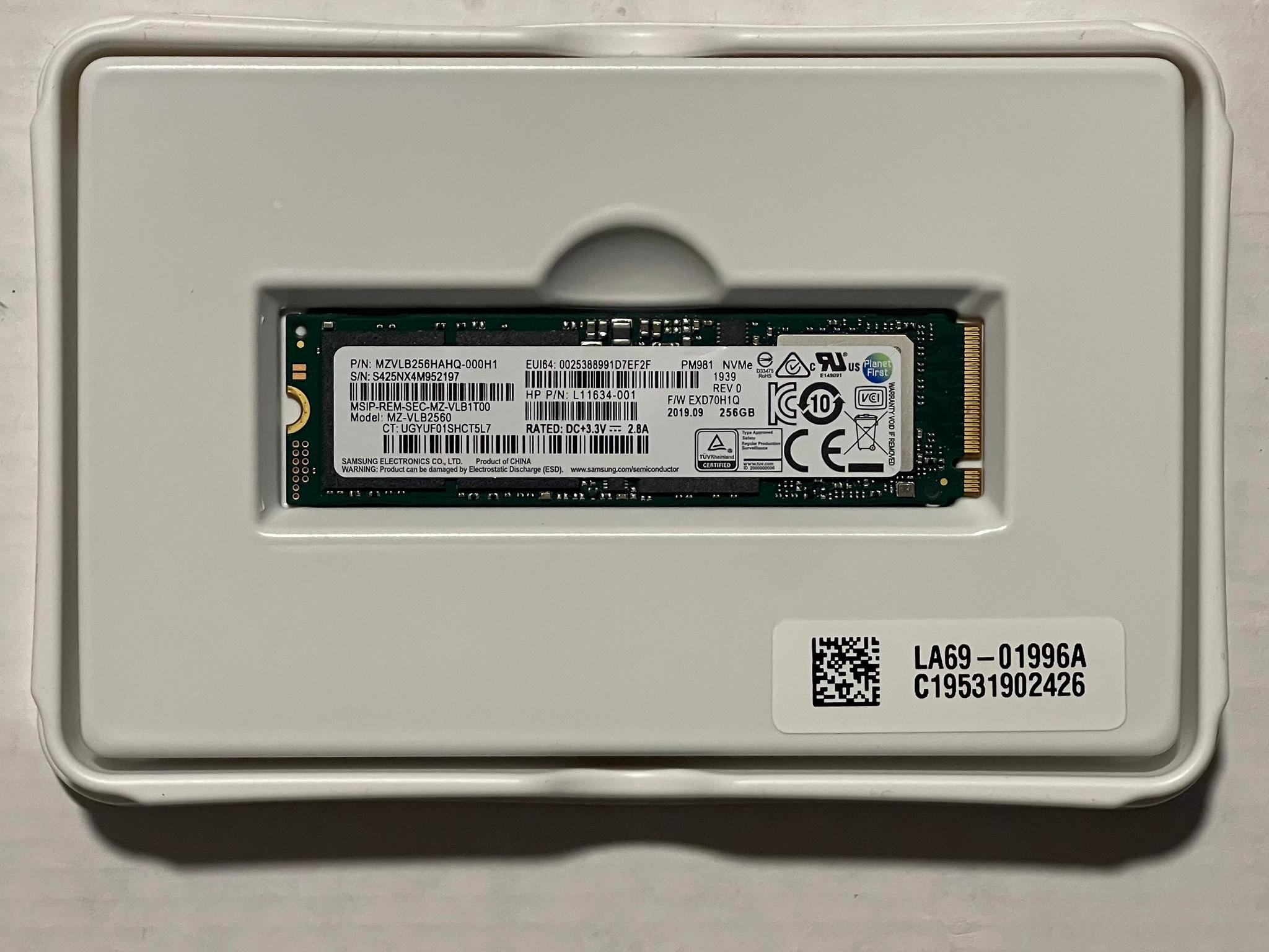Used, Samsung PM981 256GB M.2 SSD