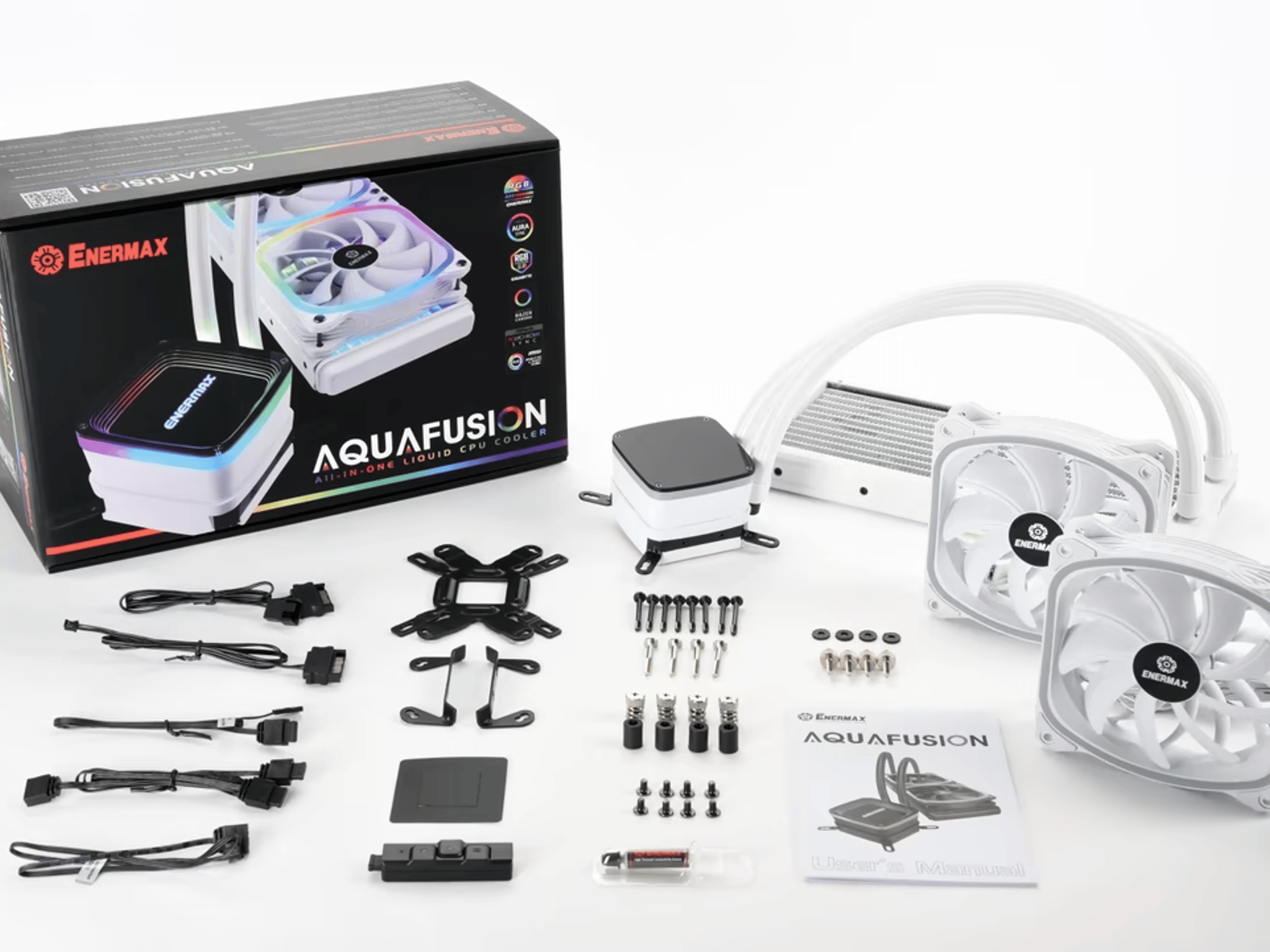 Enermax AQUAFUSION 240mm ARGB All-in-One CPU Liquid Cooler - White + LGA 1700 Bracket