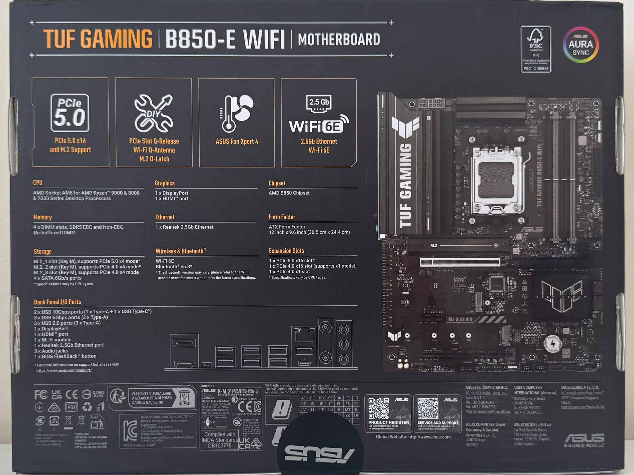 ASUS TUF GAMING B850-E WIFI AMD AM5 ATX Motherboard + G.Skill Flare X5 32GB (2x16GB) DDR5-6000 Combo