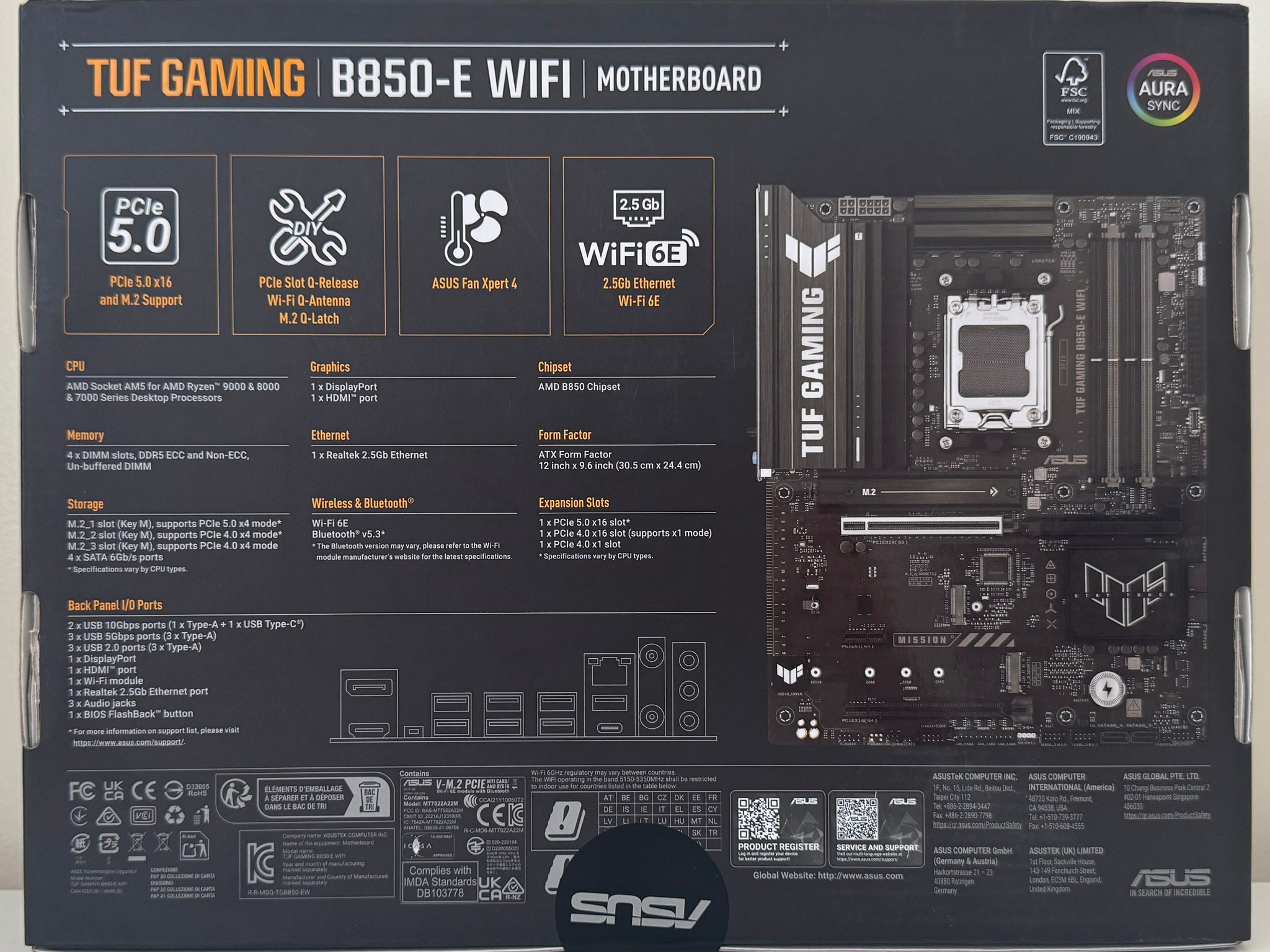 ASUS TUF GAMING B850-E WIFI AMD AM5 ATX Motherboard + G.Skill Flare X5 32GB (2x16GB) DDR5-6000 Combo