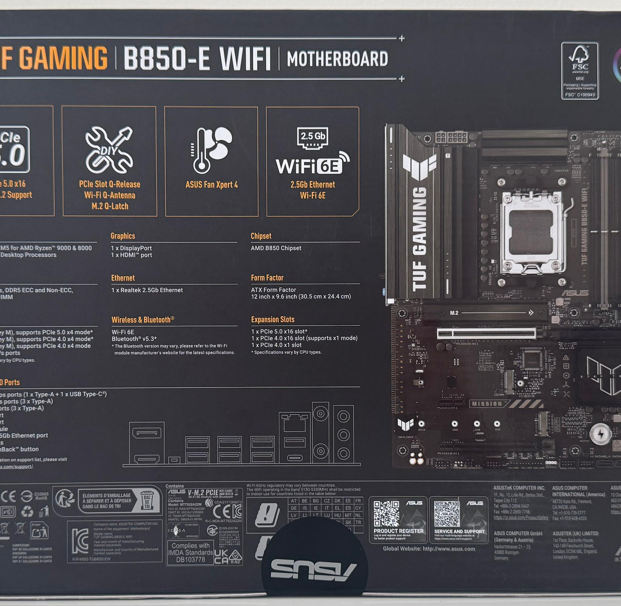 ASUS TUF GAMING B850-E WIFI AMD AM5 ATX Motherboard + G.Skill Flare X5 32GB (2x16GB) DDR5-6000 Combo