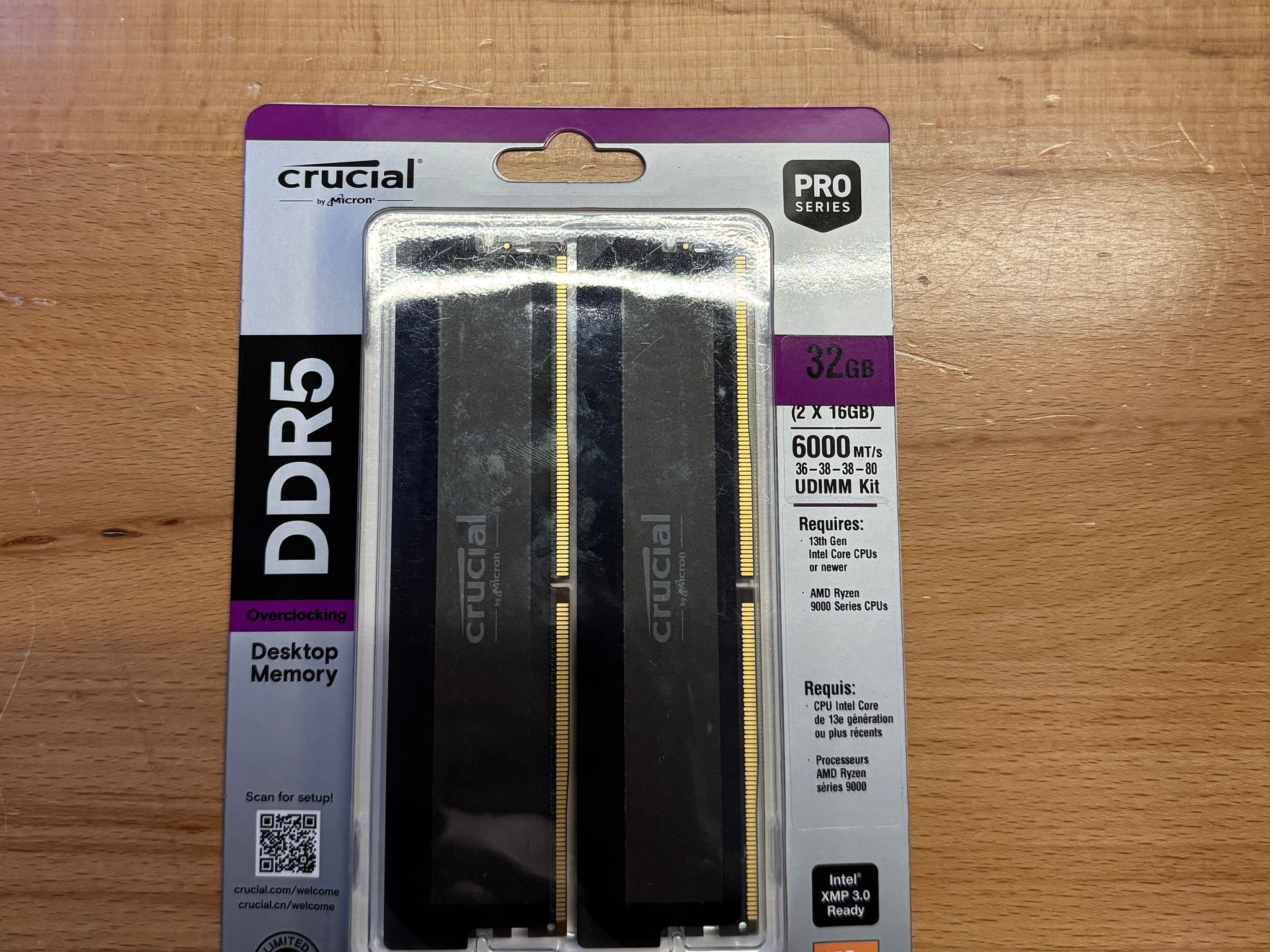 32GB (2x16GB) Crucial Pro DDR5 6000MHz