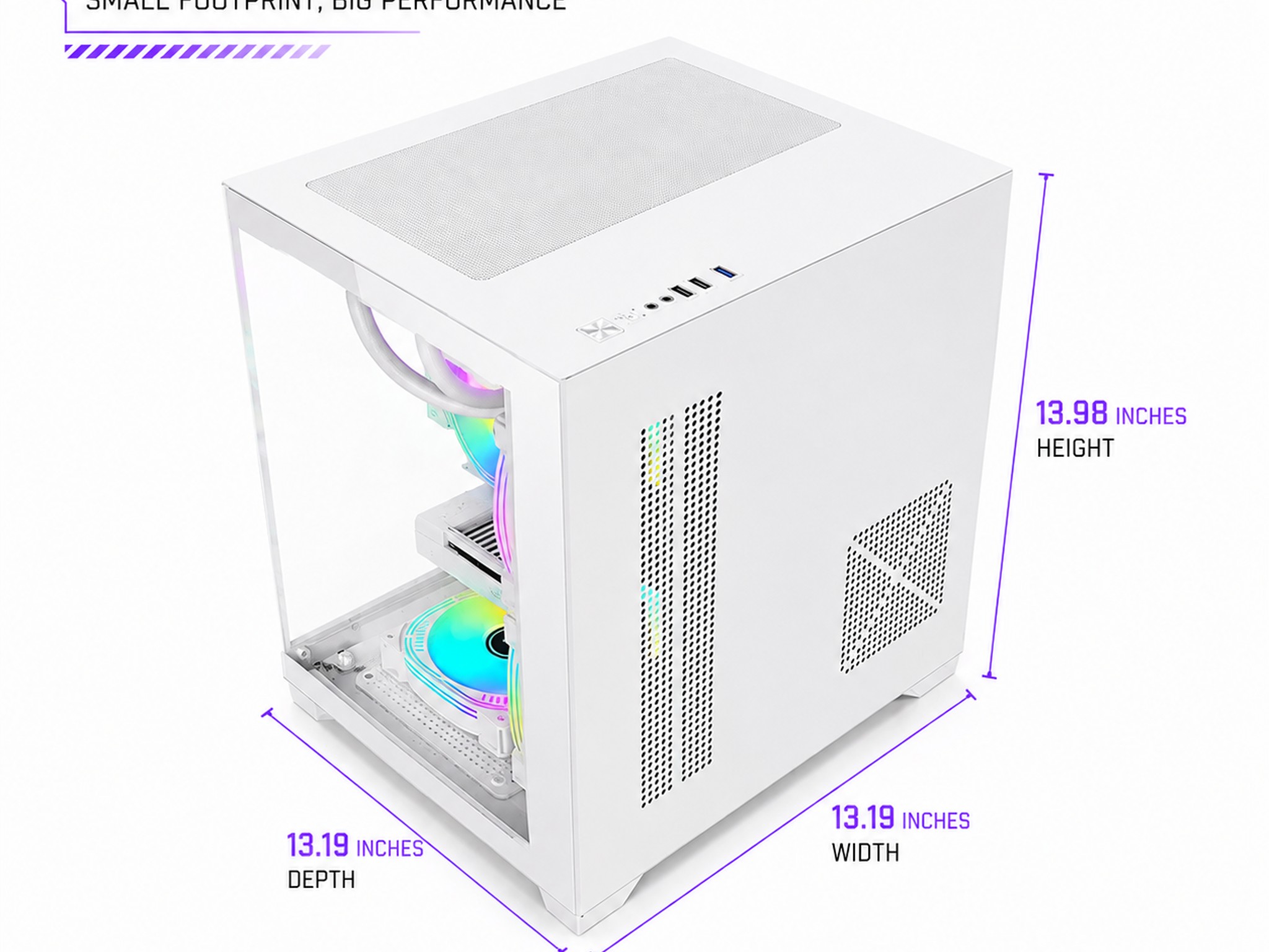 WHITE CUBEX ARGB GAMING PC MATX CASE – PANORAMIC TEMPERED GLASS