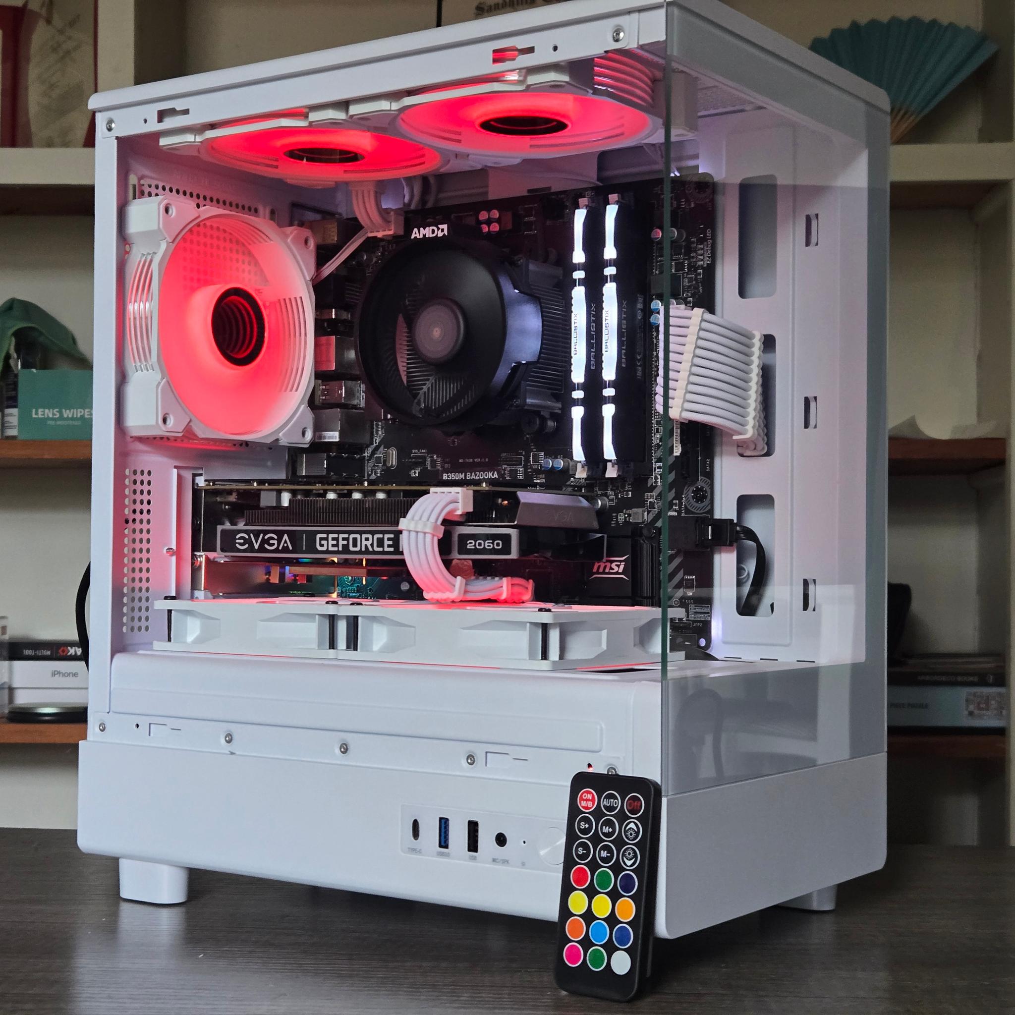White RGB Gaming PC | R5 2600 | RTX 2060 6GB | 16GB | 1TB | ARGB | Wi-Fi + BT | 550W 80+ Gold