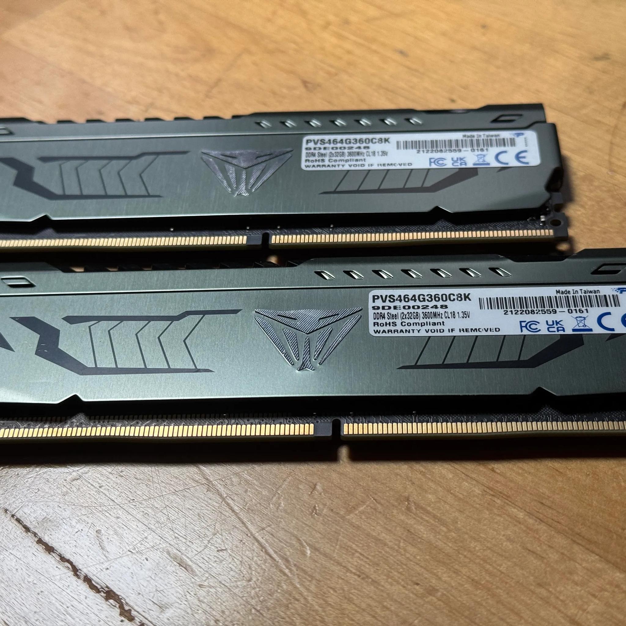 Patriot Viper Steel DDR4 RAM 64GB (2X32GB) 3600MHz CL18 UDIMM Desktop Gaming Memory Kit (USED/GOOD)