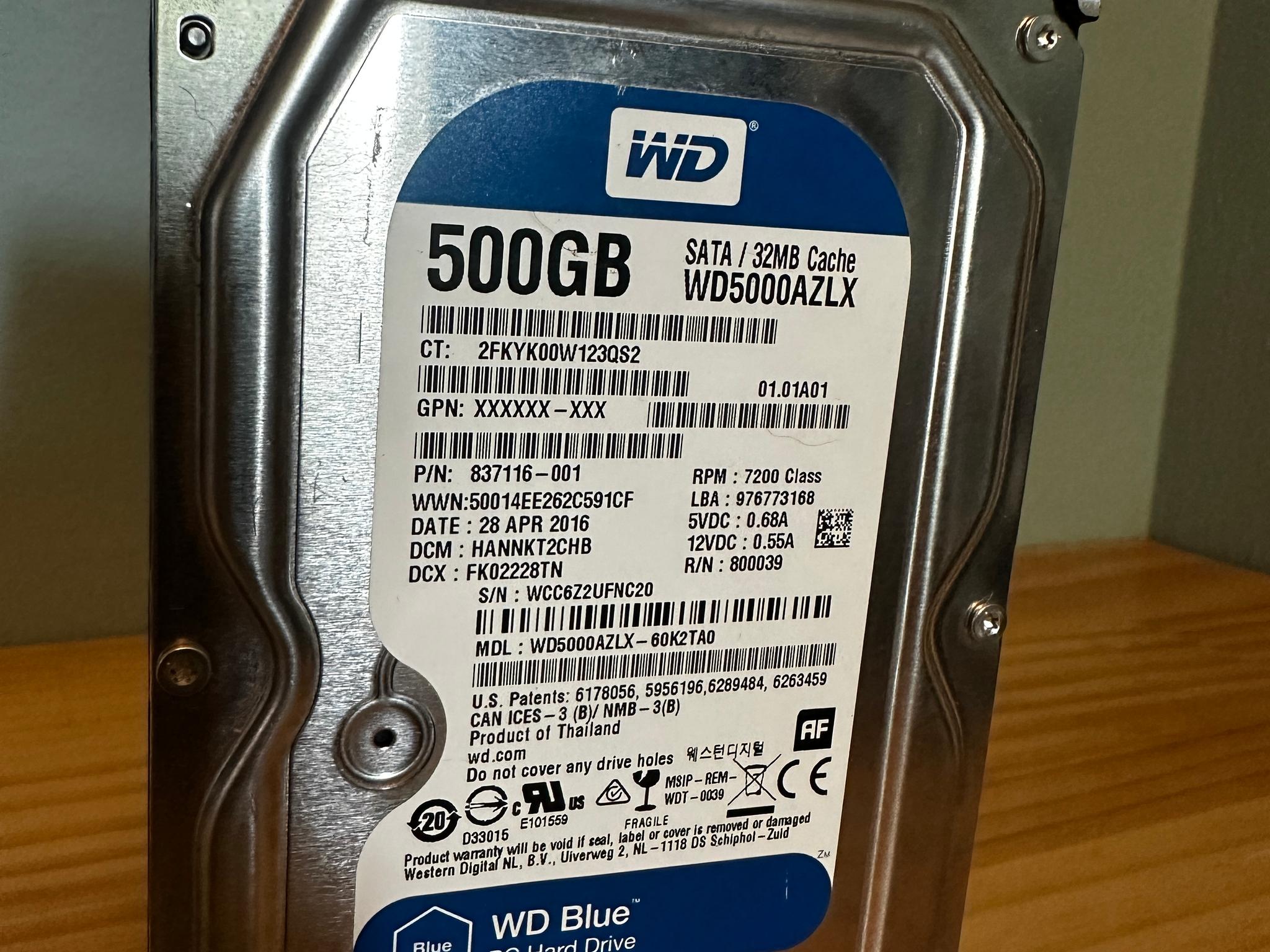 Used WD 500GB HDD