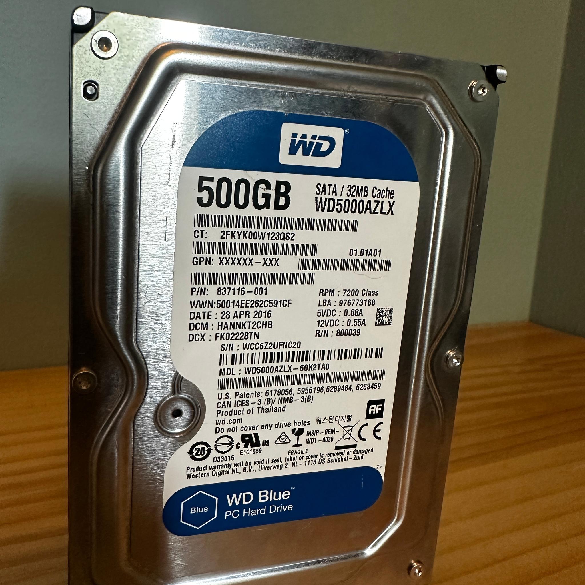 Used WD 500GB HDD