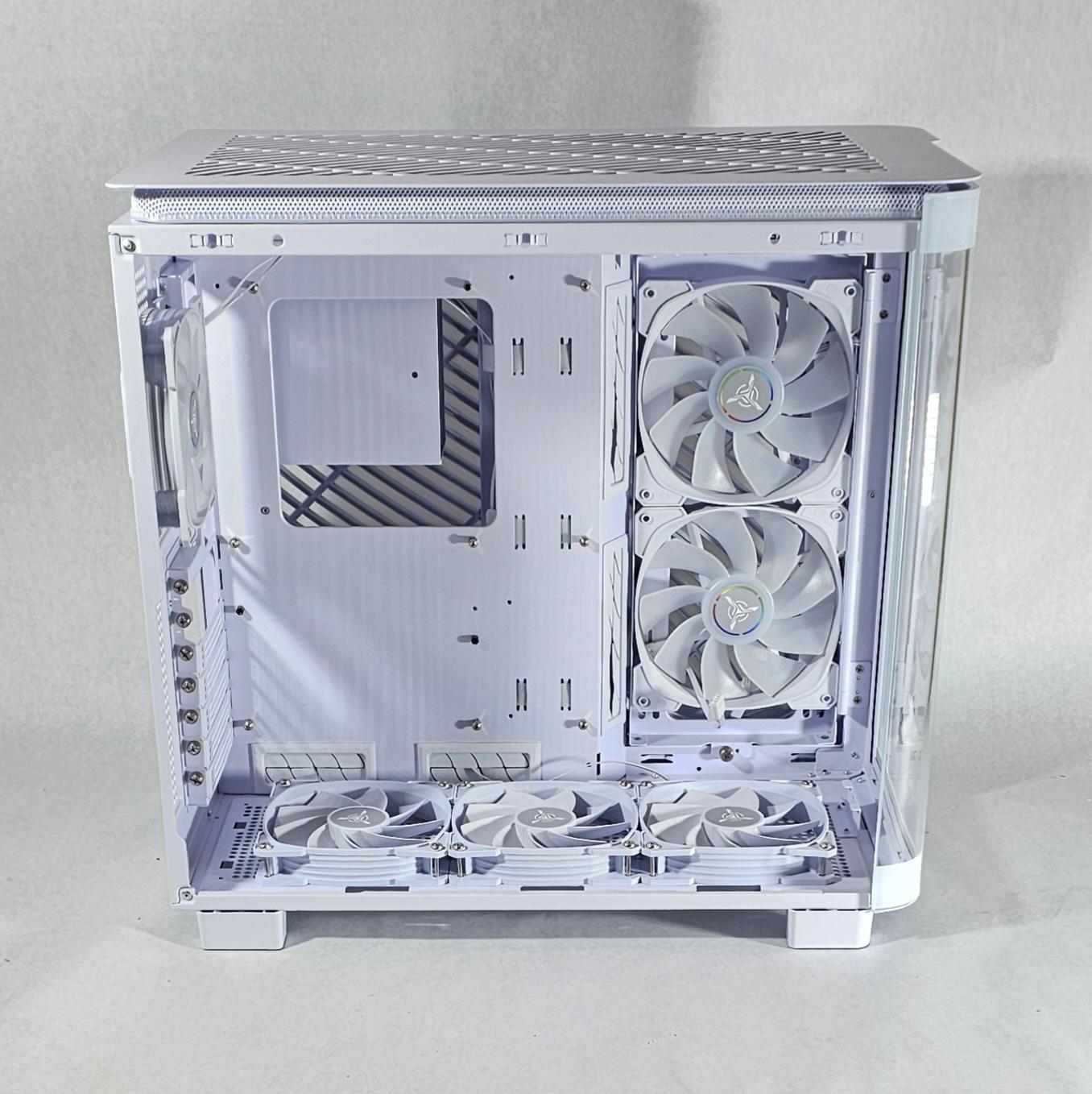 White PC Case with Tempered Glass w/ 7 RGB Fans