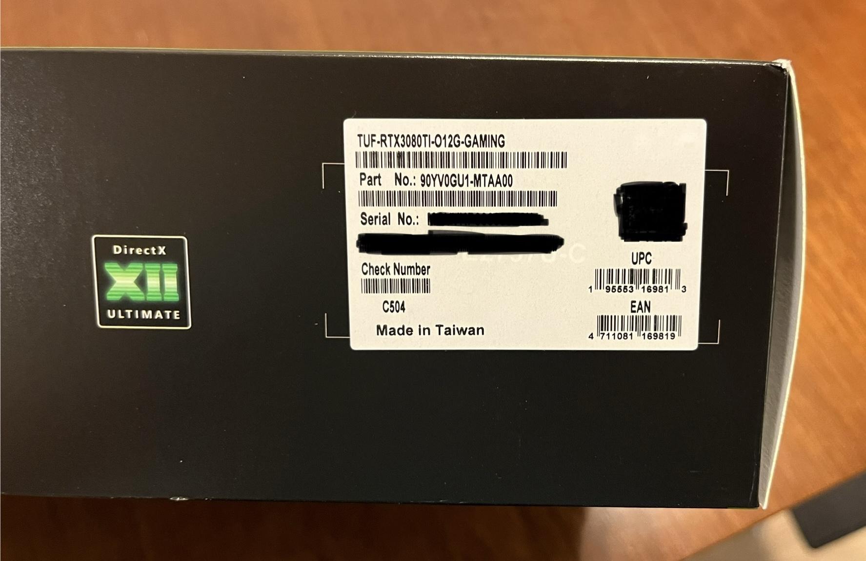 Asus Tuf 3080ti 12gb USED Open Box