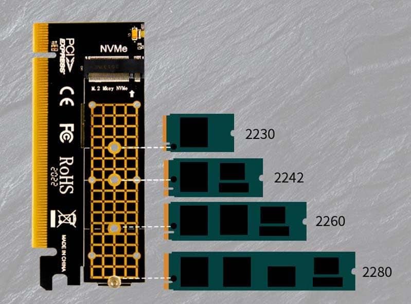 Card with M2 Aluminum Heat Sink for PCI-e NGFF SSD