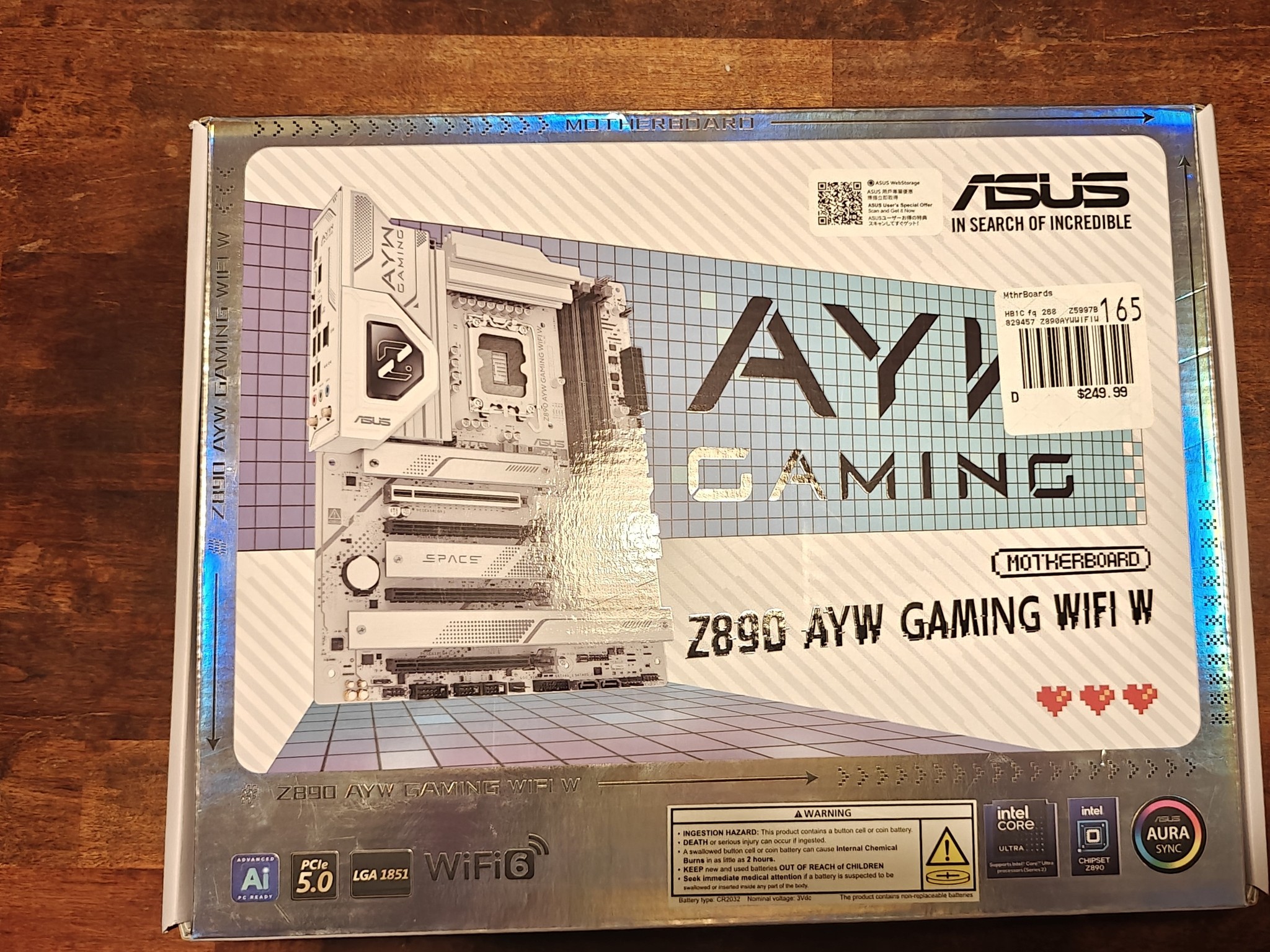 ASUS Z890 AYW GAMING WIFI W Intel LGA 1851 ATX Motherboard White