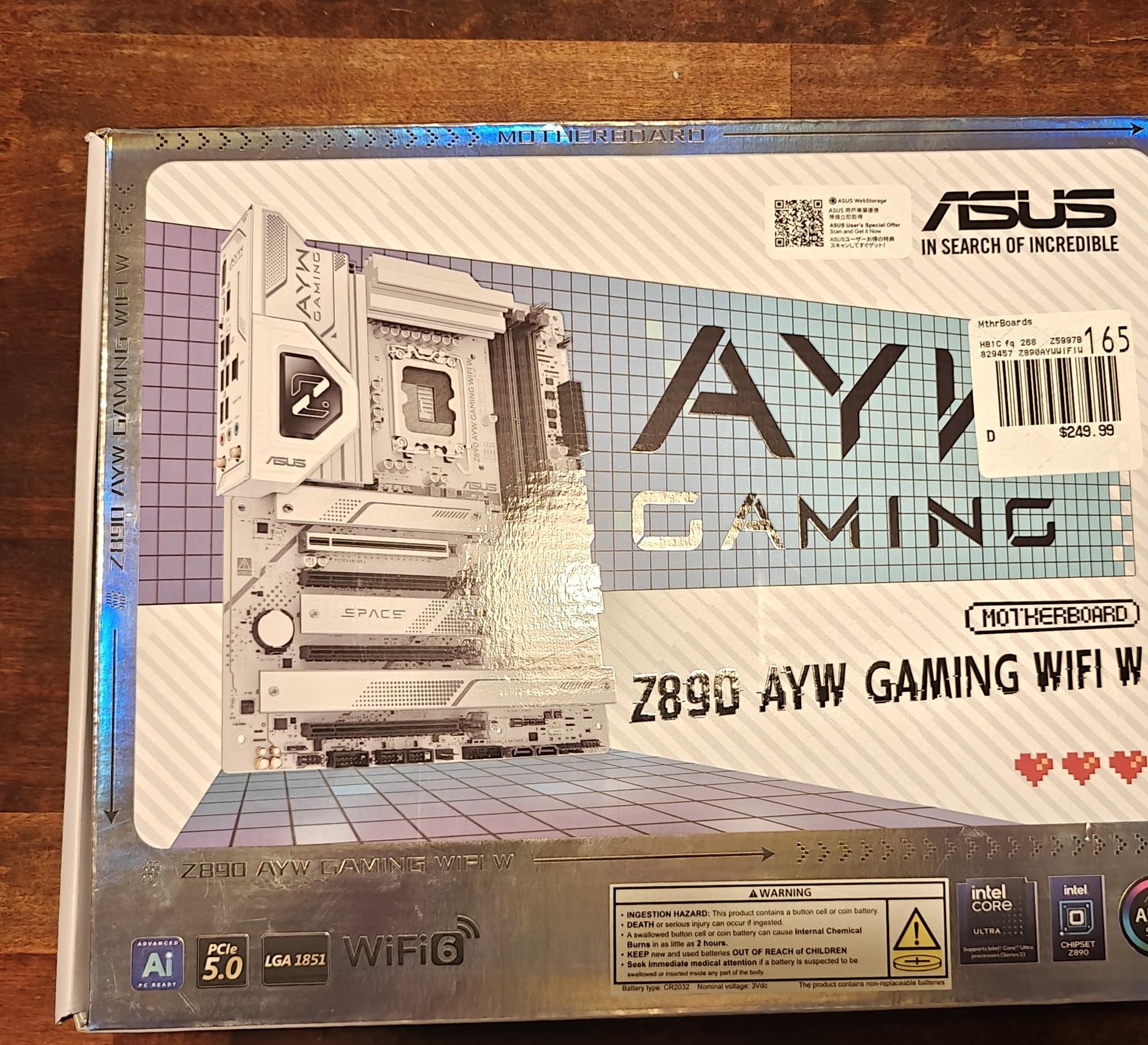 ASUS Z890 AYW GAMING WIFI W Intel LGA 1851 ATX Motherboard White