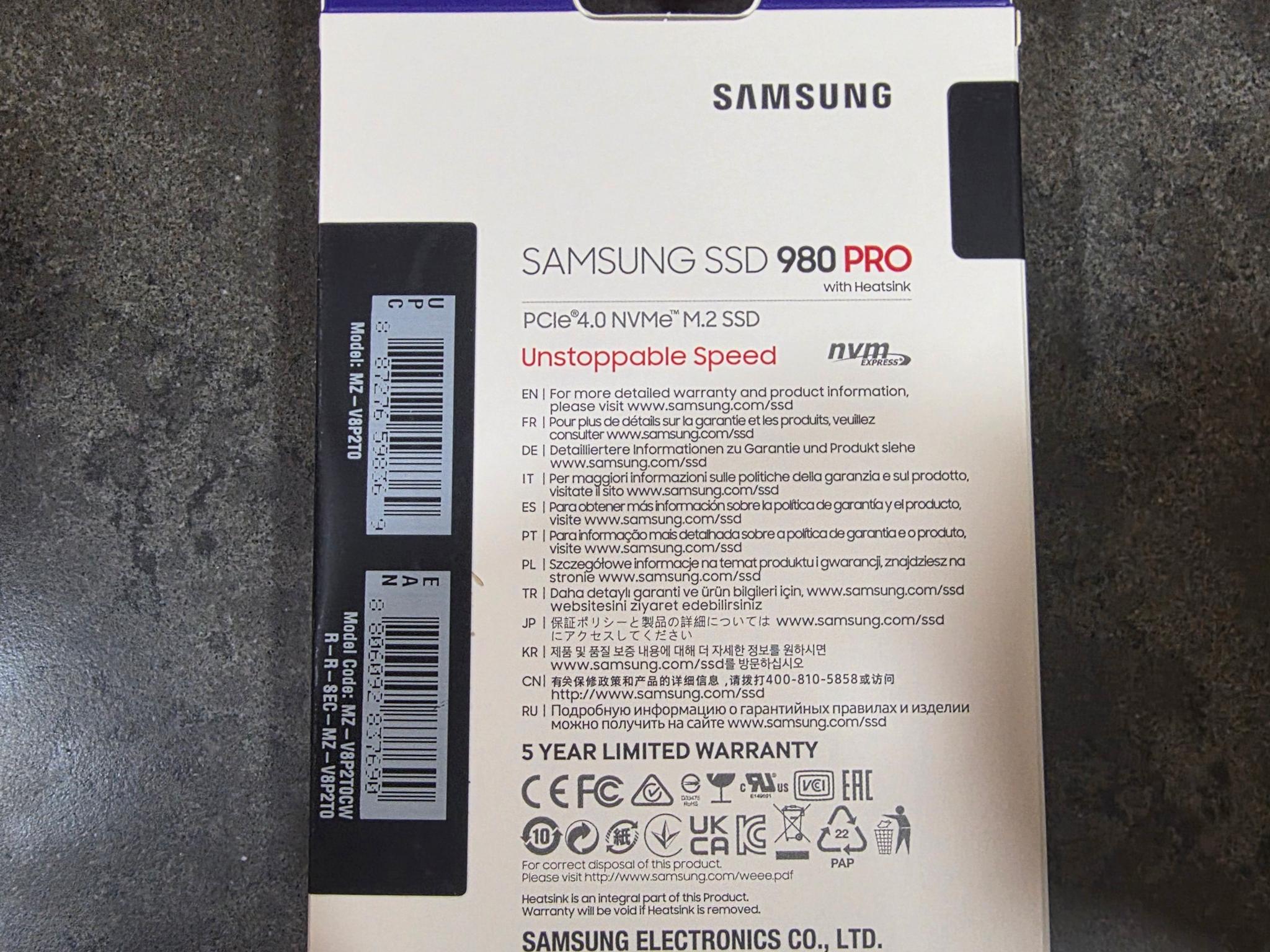 Samsung 980 Pro with Heatsink 2 TB