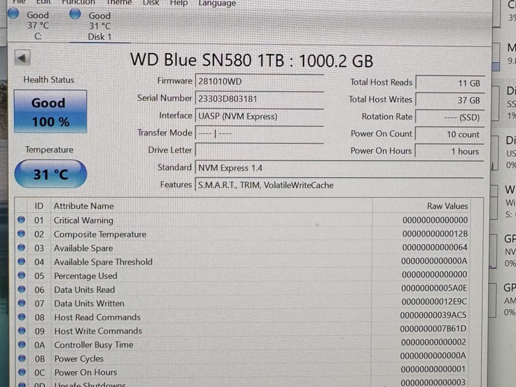 WD Blue SN580 1TB NVMe M.2 SSD