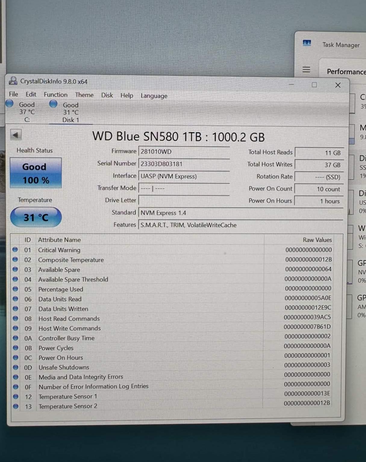 WD Blue SN580 1TB NVMe M.2 SSD