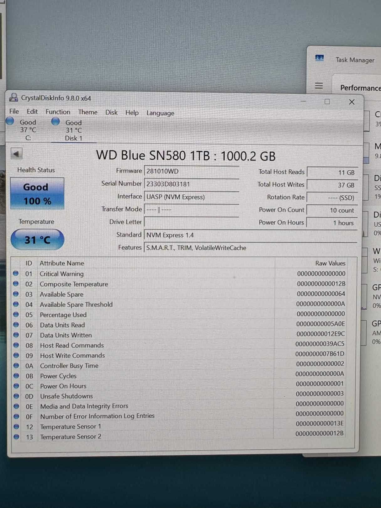 WD Blue SN580 1TB NVMe M.2 SSD