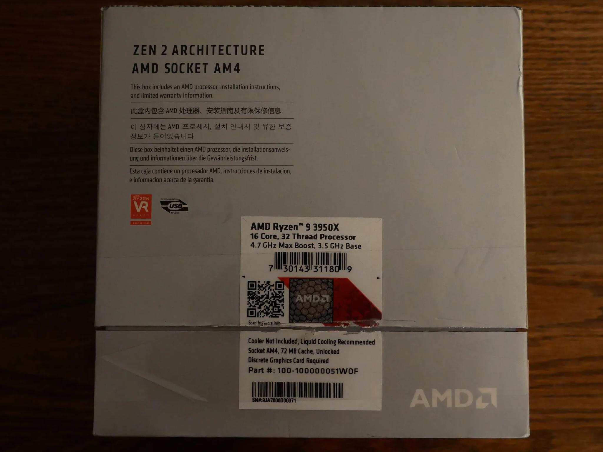 AMD Ryzen 9 3950X 3.5GHz 16-Core (100-100000051WOF) Processor