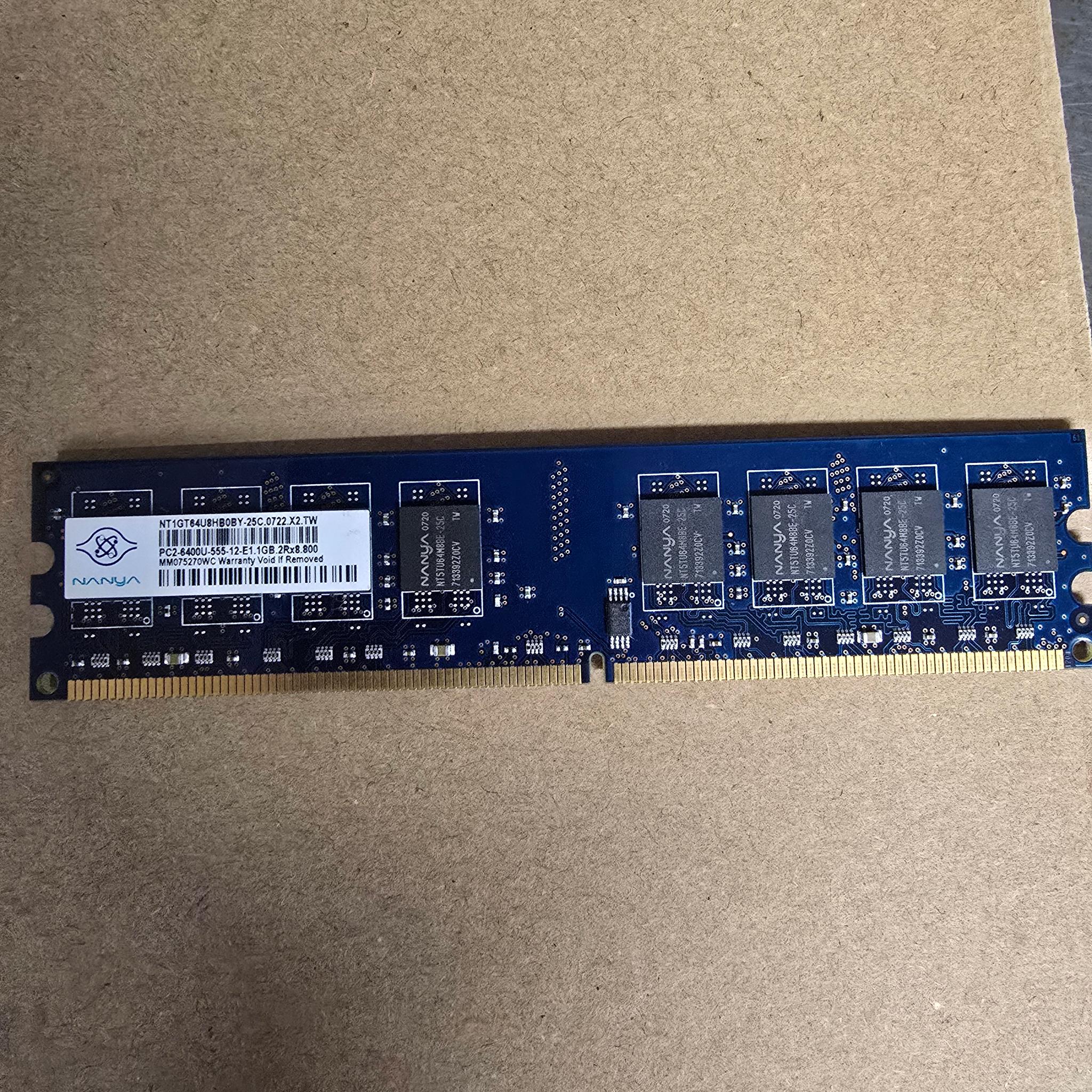 NANYA 2Rx8 1GB DDR2 PC2-6400U Memory Standard Desktop Memory NT1GT64U8HB0BY DIMM