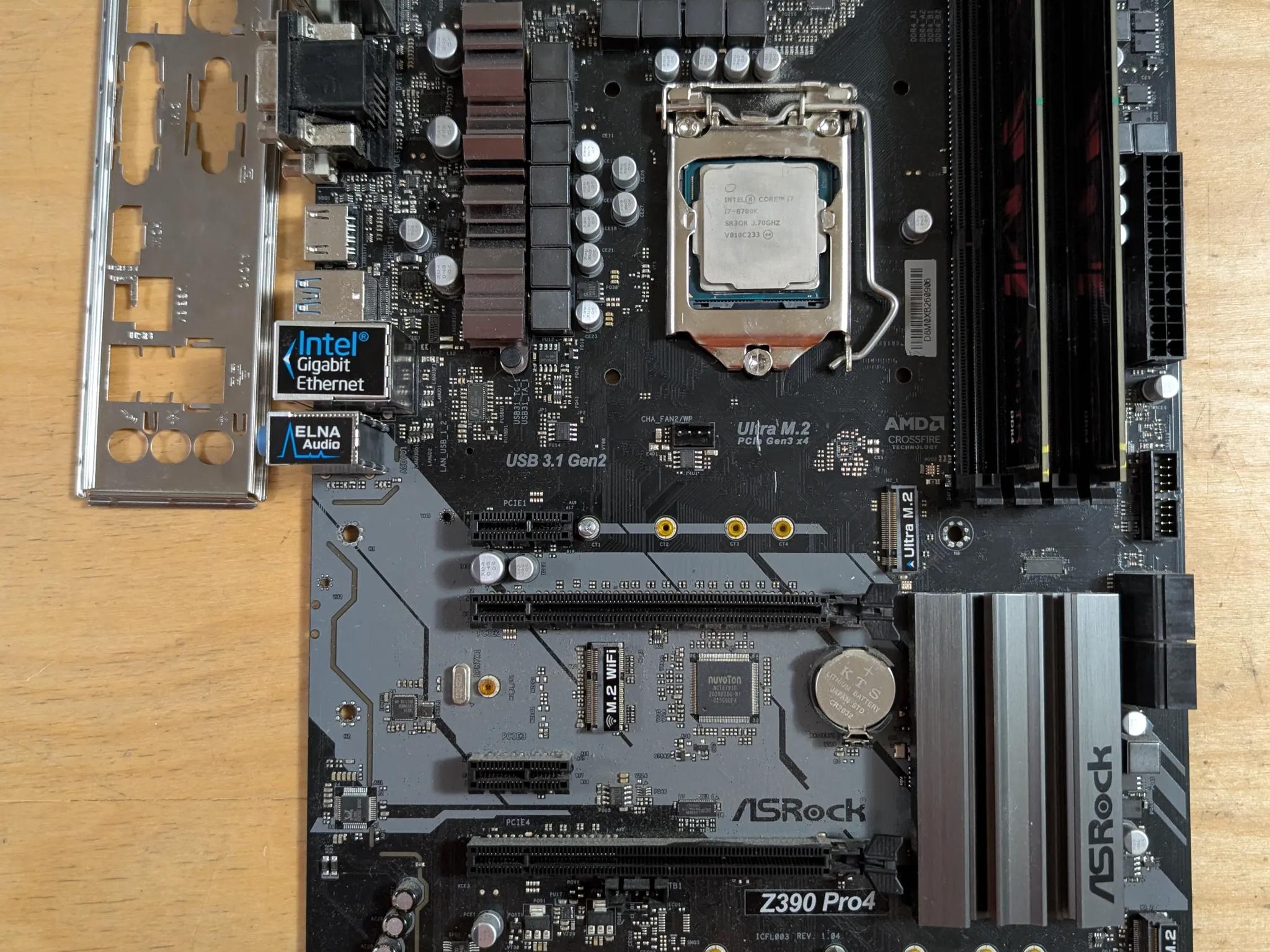 AsRock Z390 Pro4 + Intel Core i7 8700K + 16GB DDR4