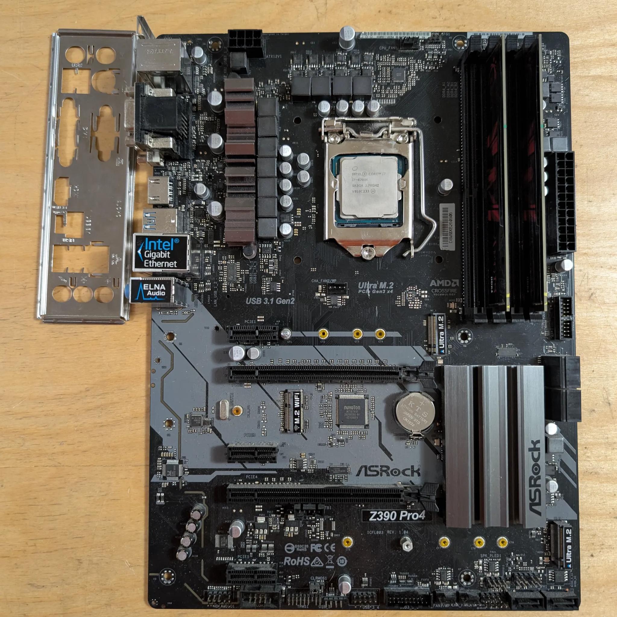 AsRock Z390 Pro4 + Intel Core i7 8700K + 16GB DDR4