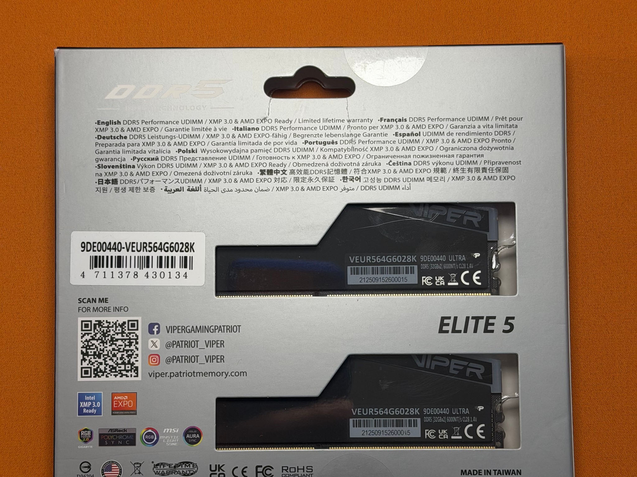 Patriot Viper Elite 5 Ultra 64GB (2 x 32GB) CL28 RAM DDR5 6000
