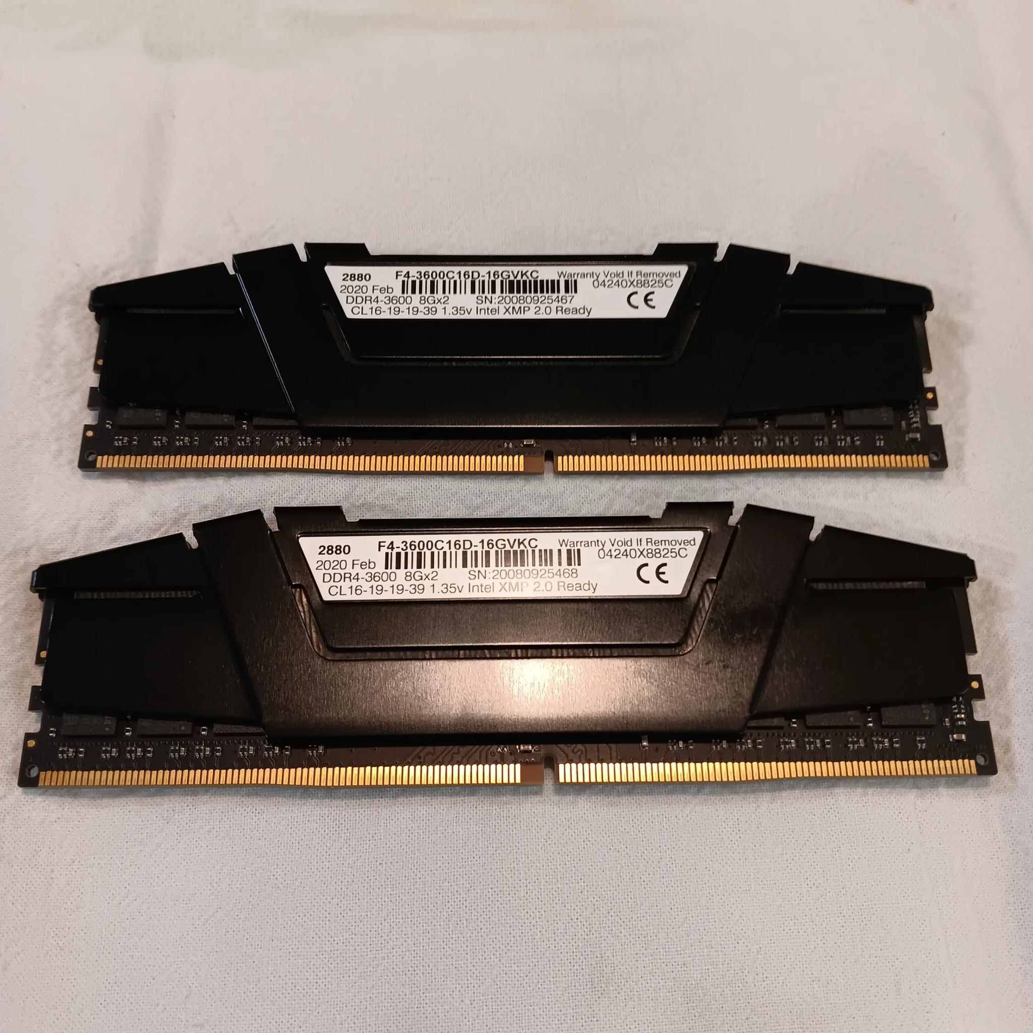 GSkill Ripjaws DDR4-3600 16GB (2X8GB) RAM Ex Condition