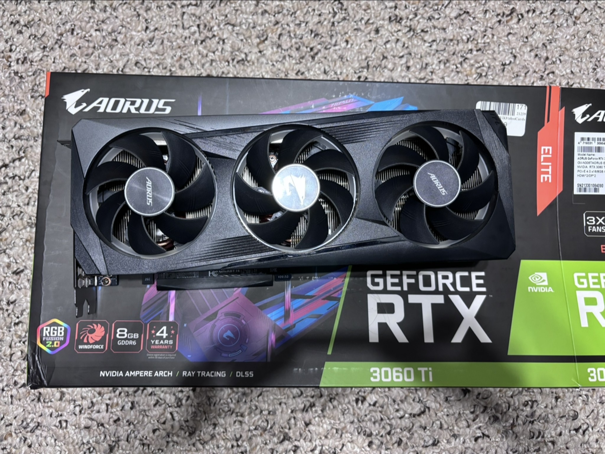 GIGABYTE AORUS GeForce RTX 3060 Ti Elite 8G