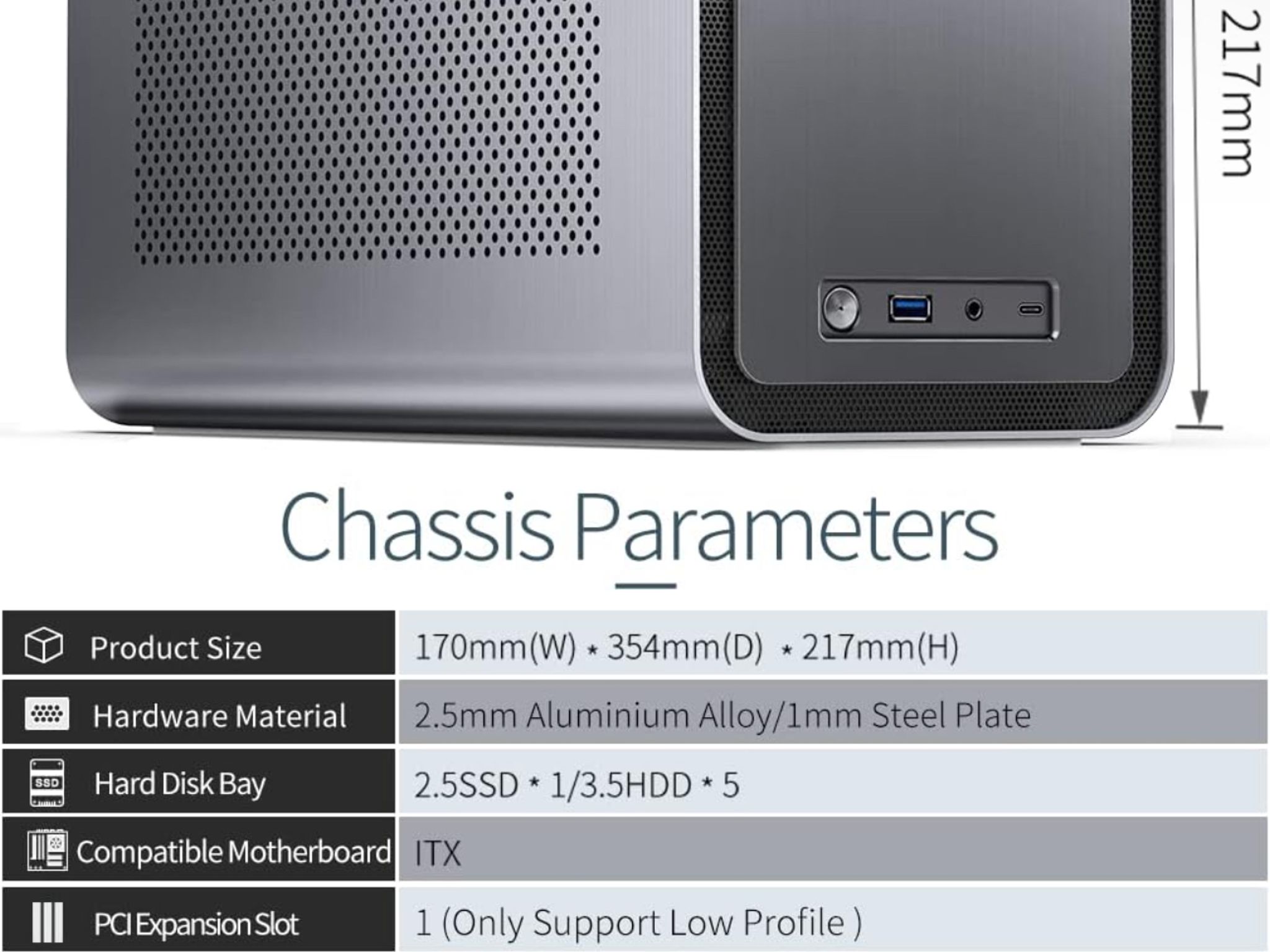 JONSBO N1 Mini-ITX NAS Chassis, ITX Computer Case, 5+1 Disk Bays