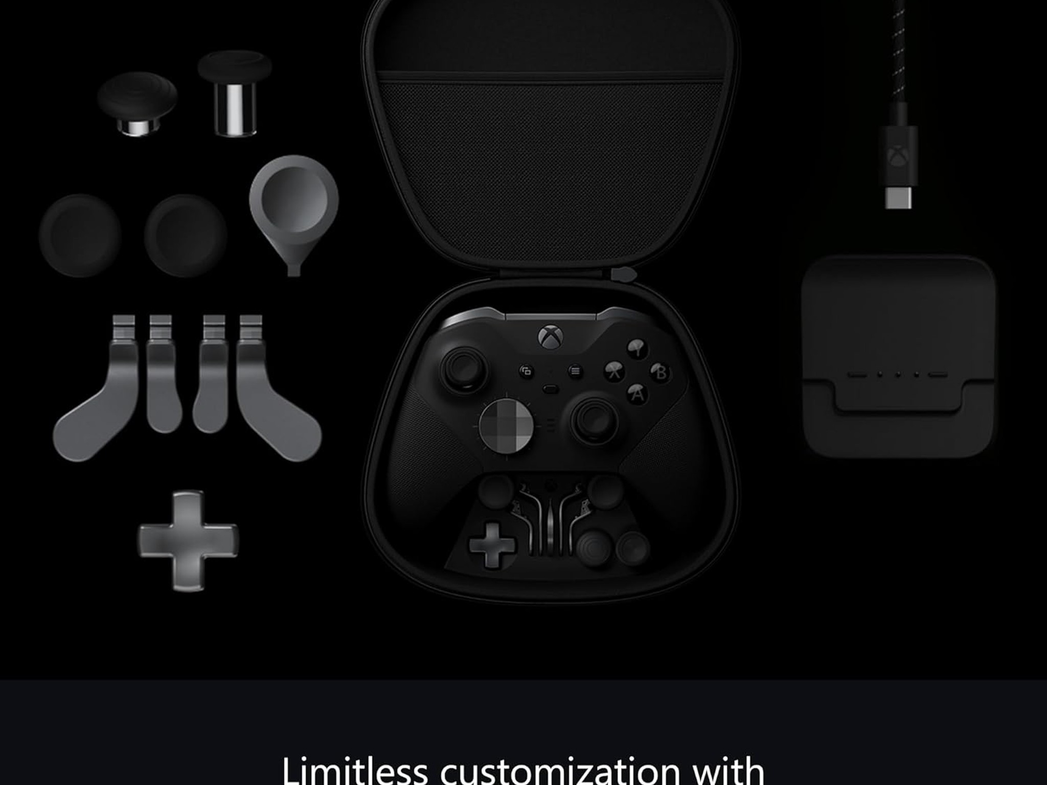 Xbox Wireless Gaming Controller Elite Series 2 Black Console, PC, and Cloud Devices