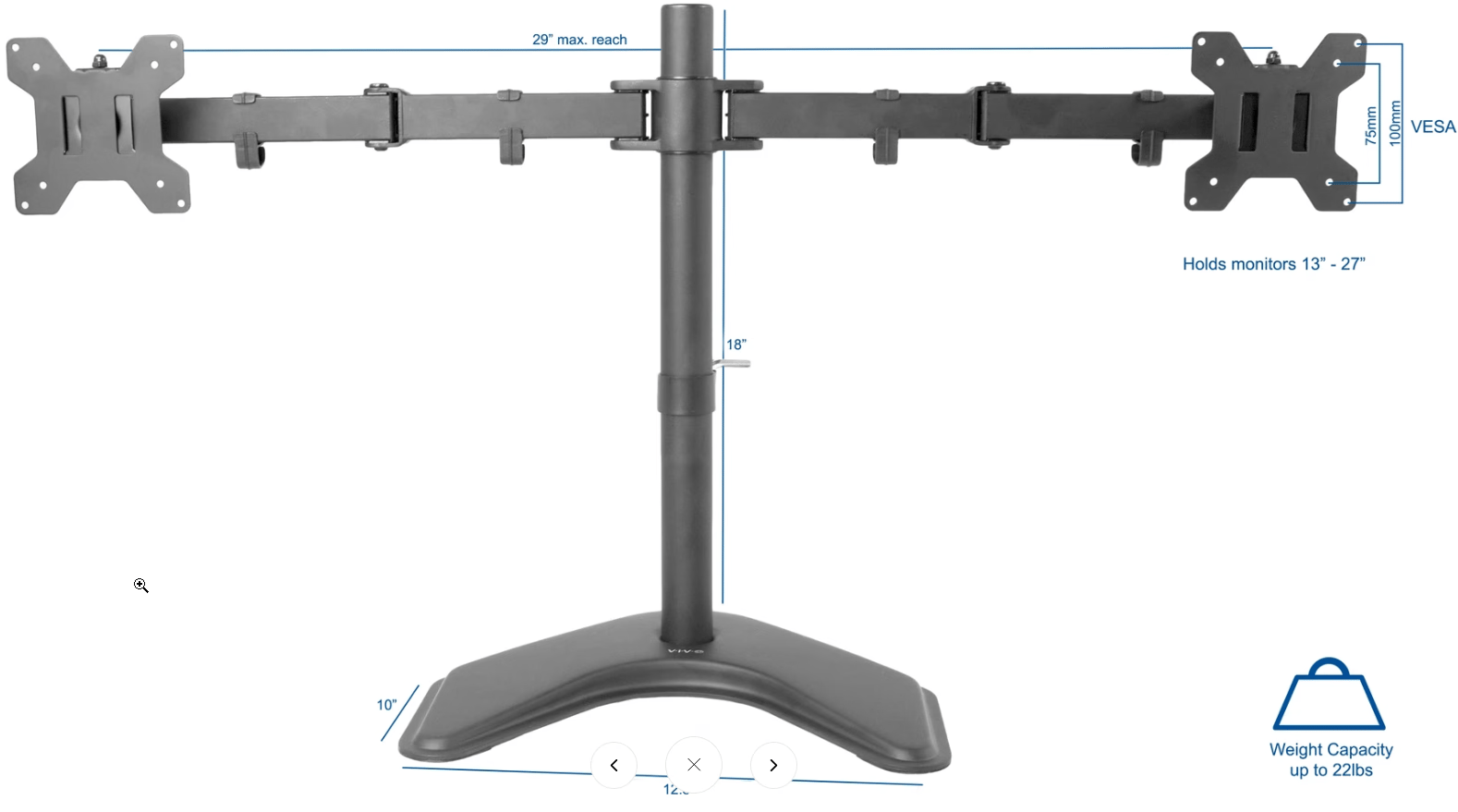 VIVO Dual Monitor Free-Standing Desk Stand