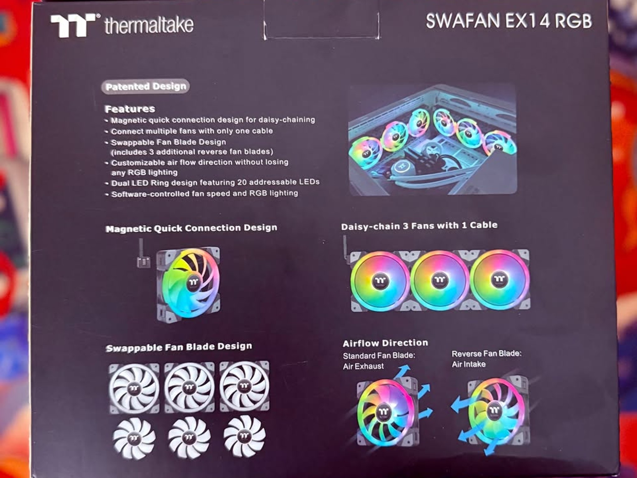 Thermaltake SWAFAN EX 14 RGB PC Cooling Fan, 3 Pack | 500~2000 RPM | Magnetic Connection