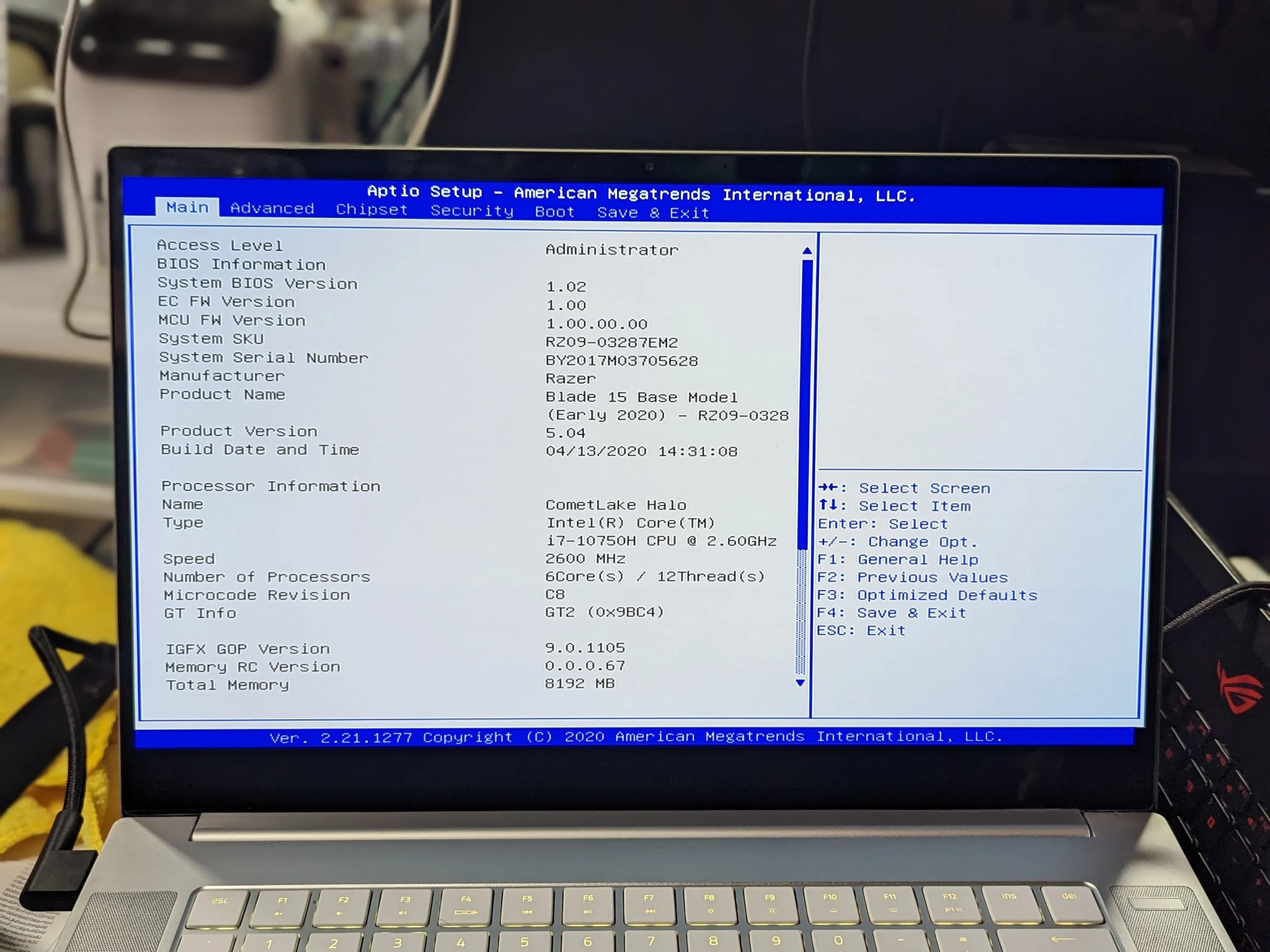 i7-10750H / RTX 2070 / 4K 15.6" OLED / 8GB RAM / 256GB NVME / Razer Blade 2020 Silver Gaming Laptop