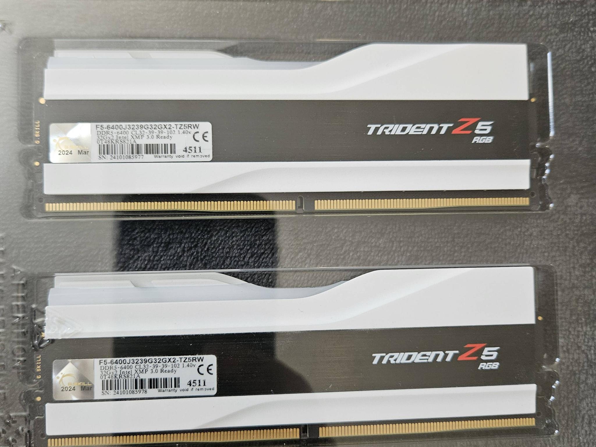 G.SKILL Trident Z5 RGB 64GB (2 x 32GB) 288-Pin PC RAM DDR5 6400 Model F5-6400J3239G32GX2-TZ5RW