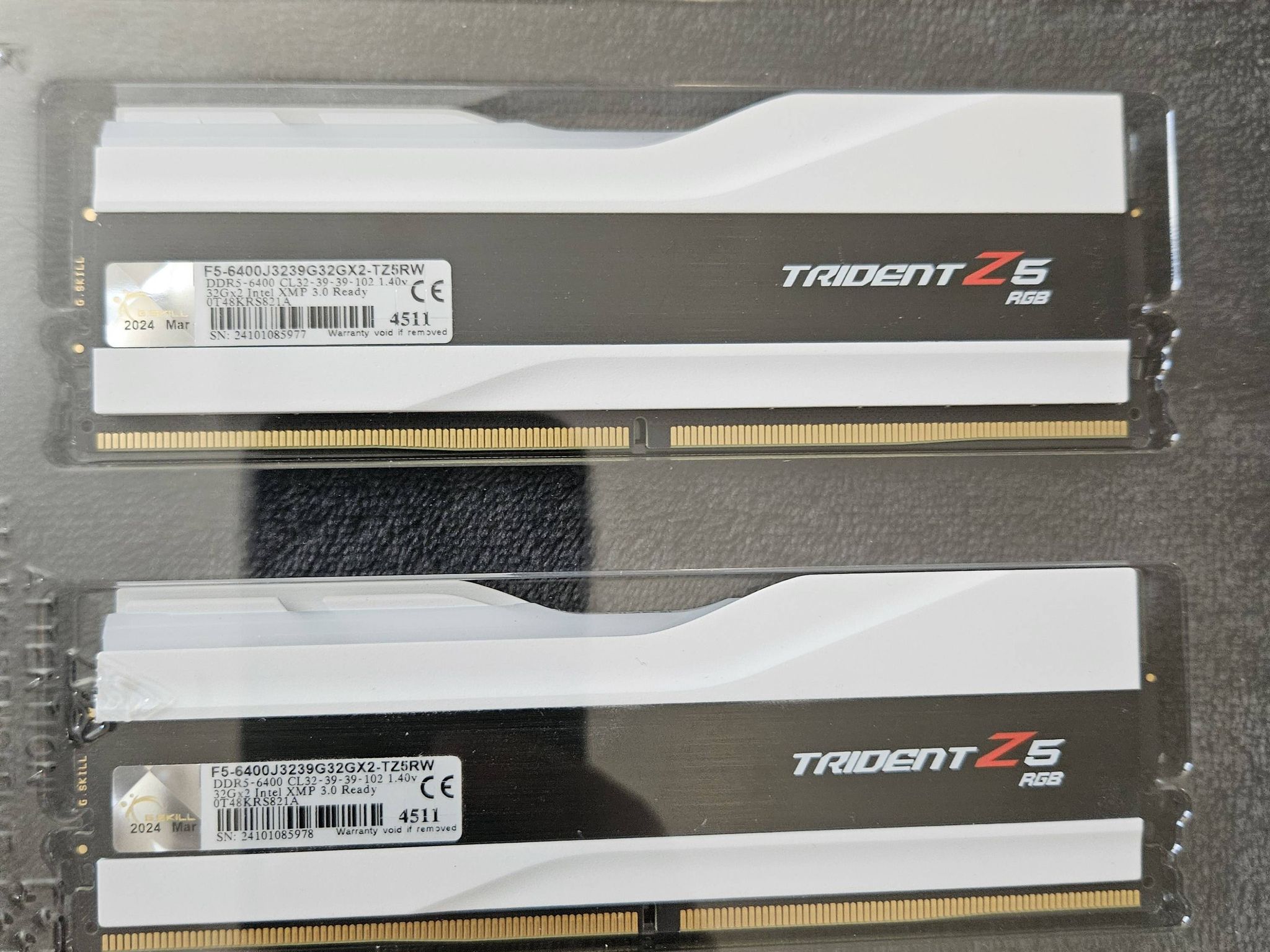 G.SKILL Trident Z5 RGB 64GB (2 x 32GB) 288-Pin PC RAM DDR5 6400 Model F5-6400J3239G32GX2-TZ5RW