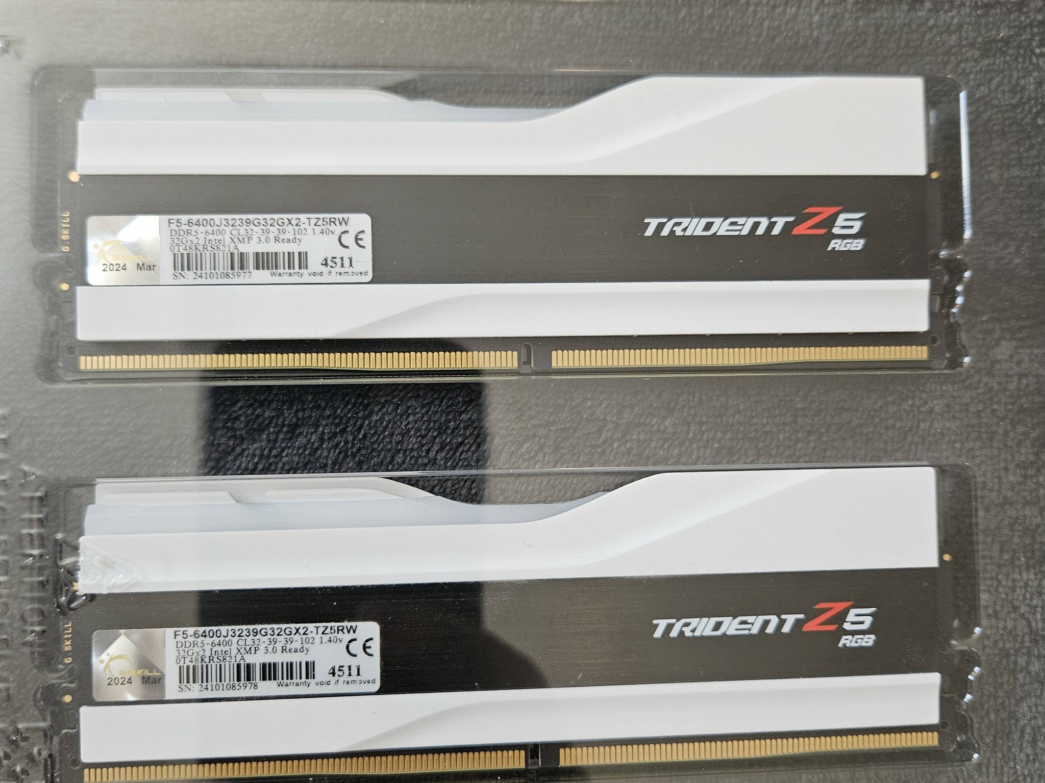 G.SKILL Trident Z5 RGB 64GB (2 x 32GB) 288-Pin PC RAM DDR5 6400 Model F5-6400J3239G32GX2-TZ5RW