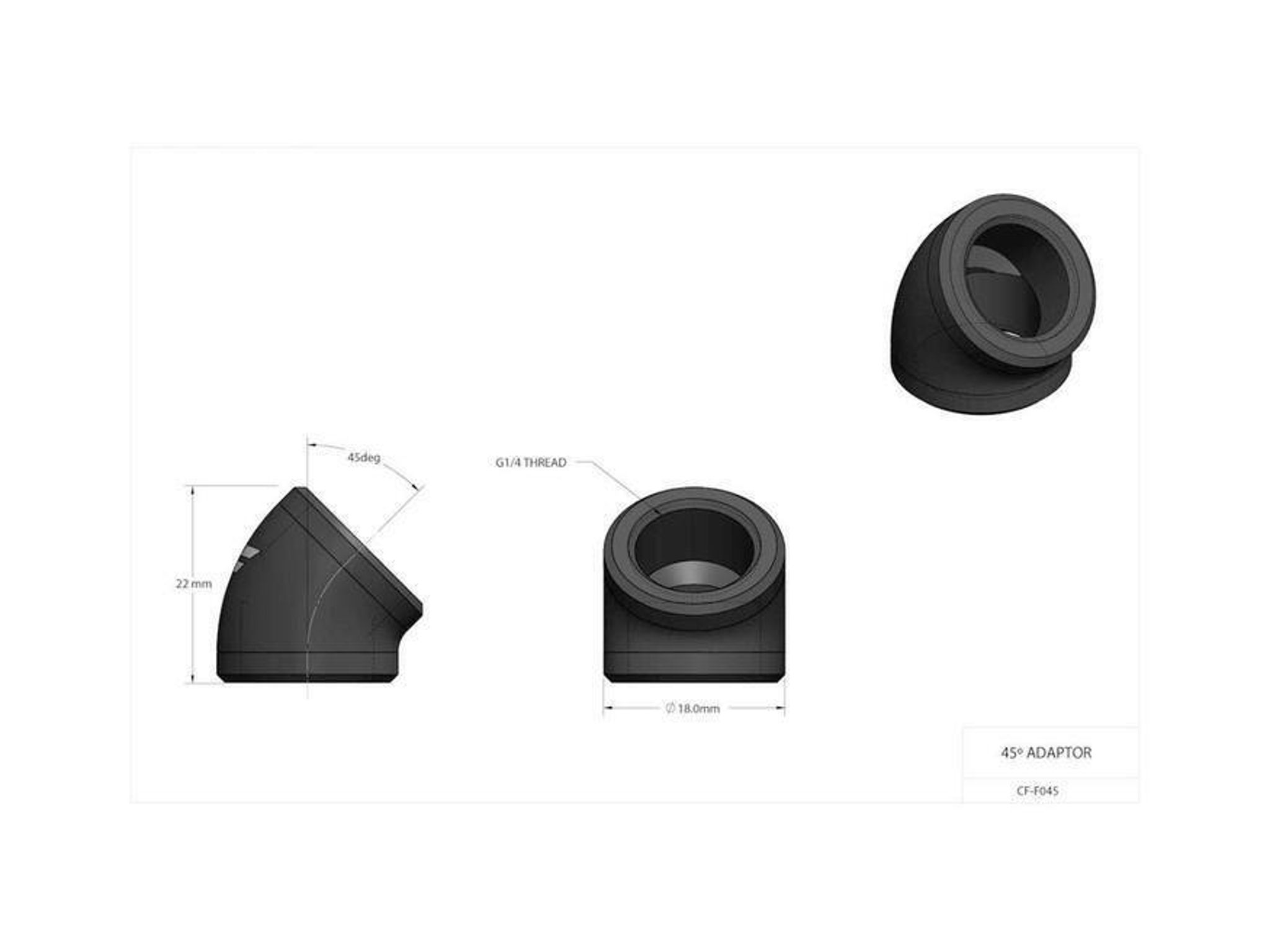 CoolForce 45 Degree Angled Fitting Adapter G1/4 Threaded