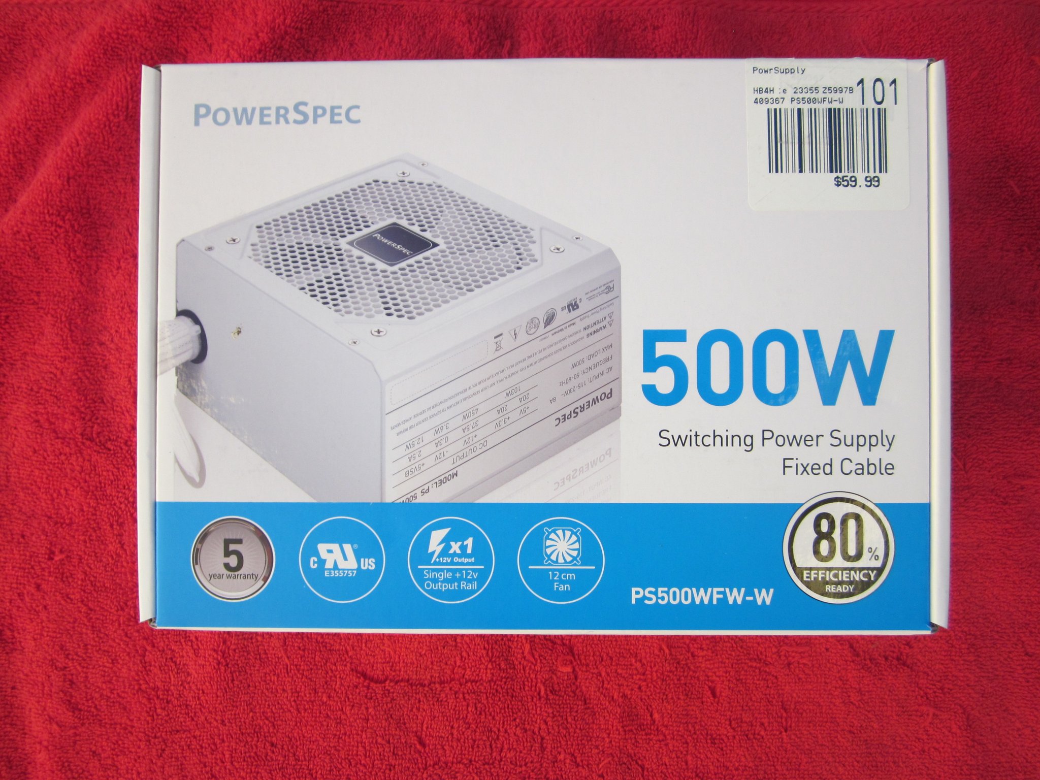 NEW! PowerSpec 500W 80+ Power Supply All White