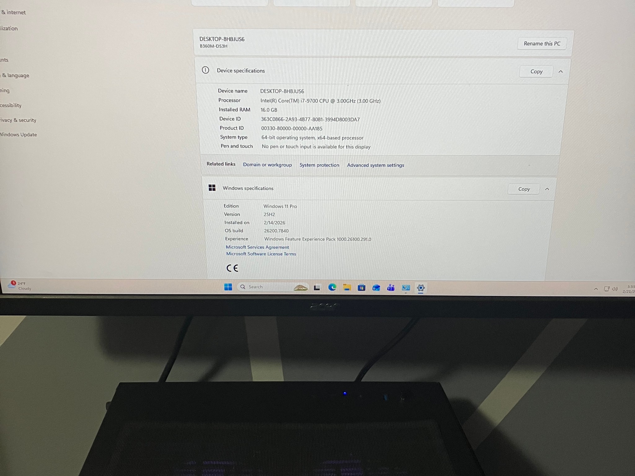 i7-9700 | RX 5700 XT | 16 GB Ram | 512 GM NVMe | 600W PSU | Win 11 Pro | RGB | Tempered Glass