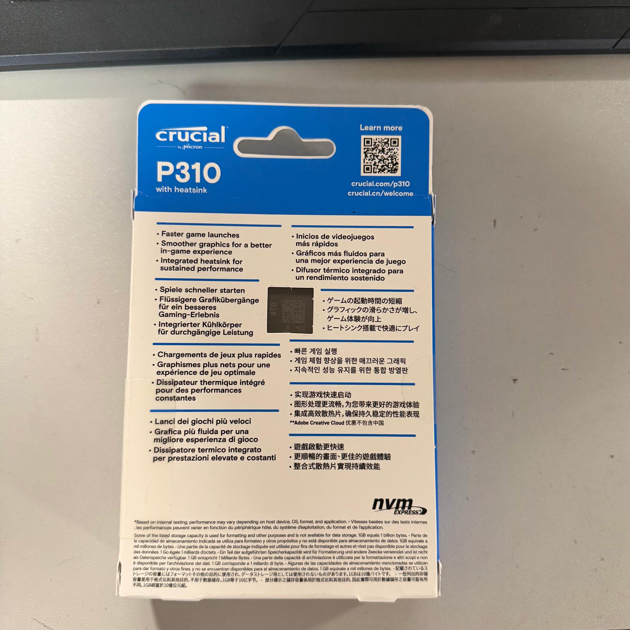 Crucial P310 4TB Gen4 NVME SSD with Heatsink