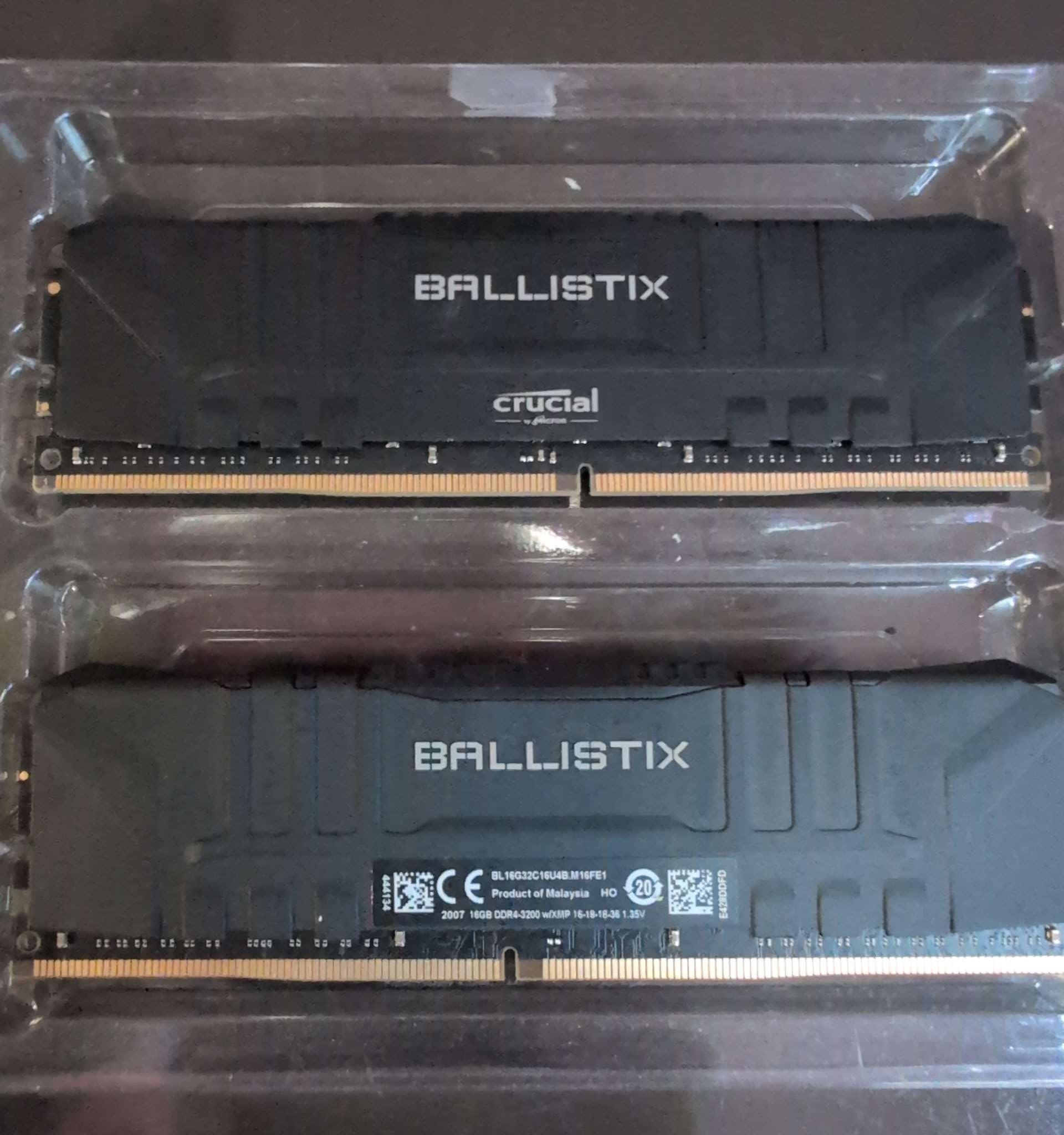 Crucial Ballistix 32GB 2x16GB (Two Sticks) DDR4-3200 Desktop RAM BL16G32C16U4B.M16FE 1.35V