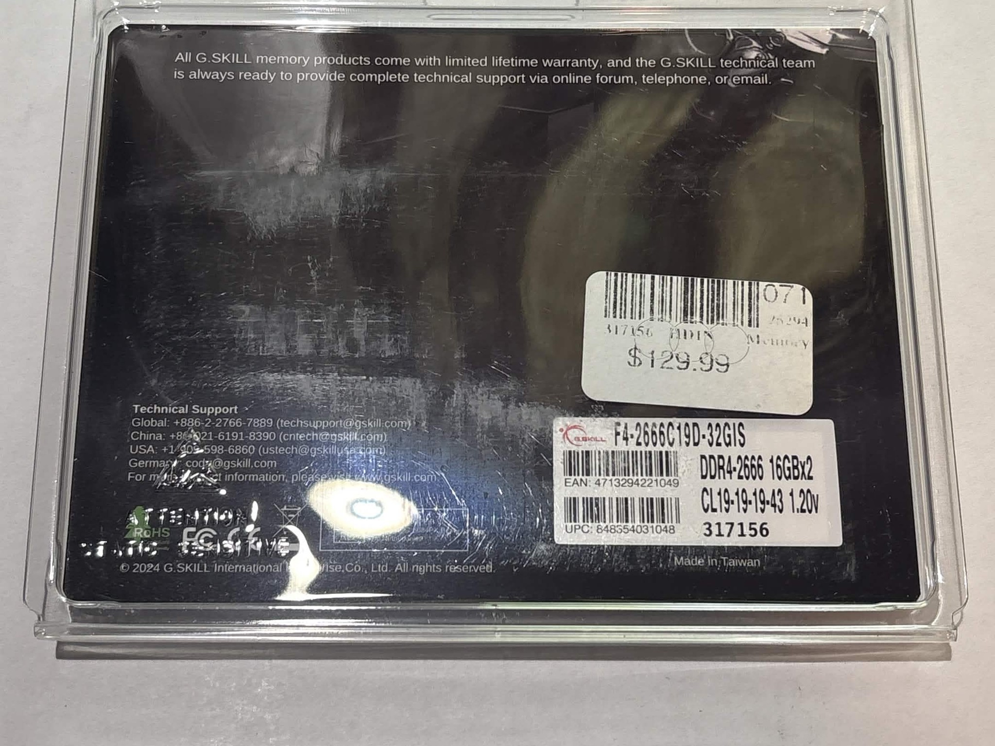 G.SKILL Aegis 32GB (2x16GB) DDR4-2666 RAM Kit F4-2666C19D-32GIS CL19