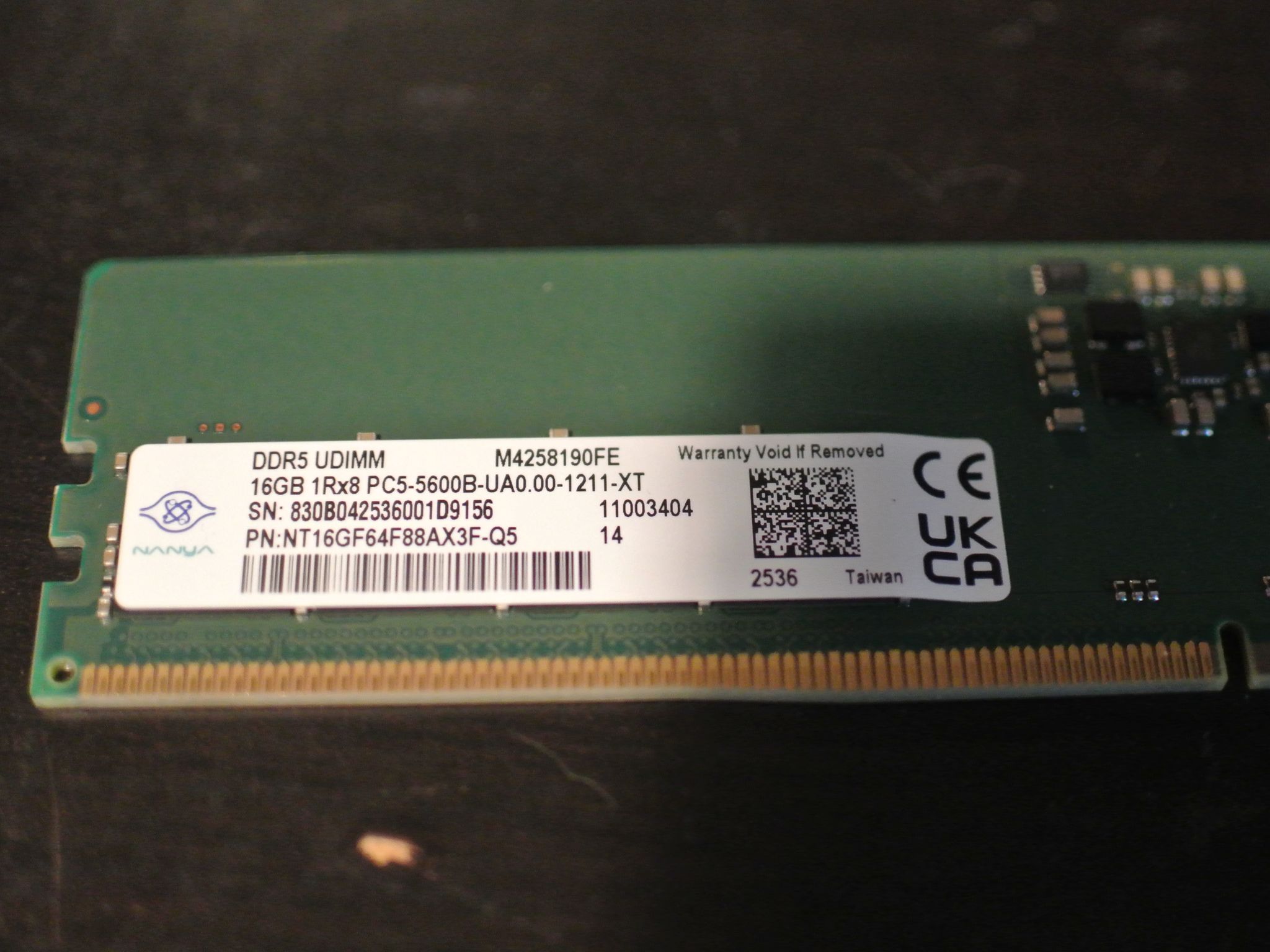Nanya 16GB DDR5 UDIMM 5600MTs RAM