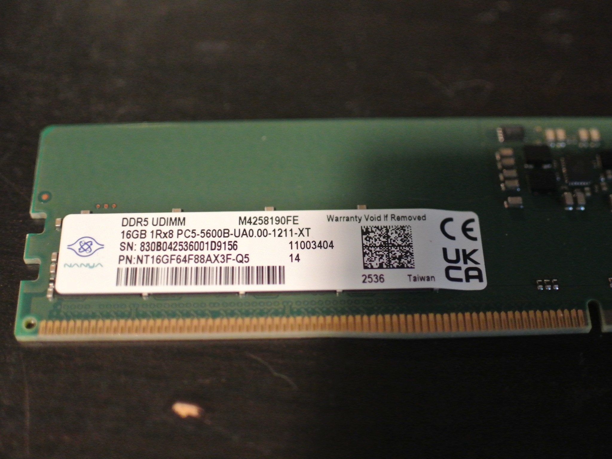 Nanya 16GB DDR5 UDIMM 5600MTs RAM